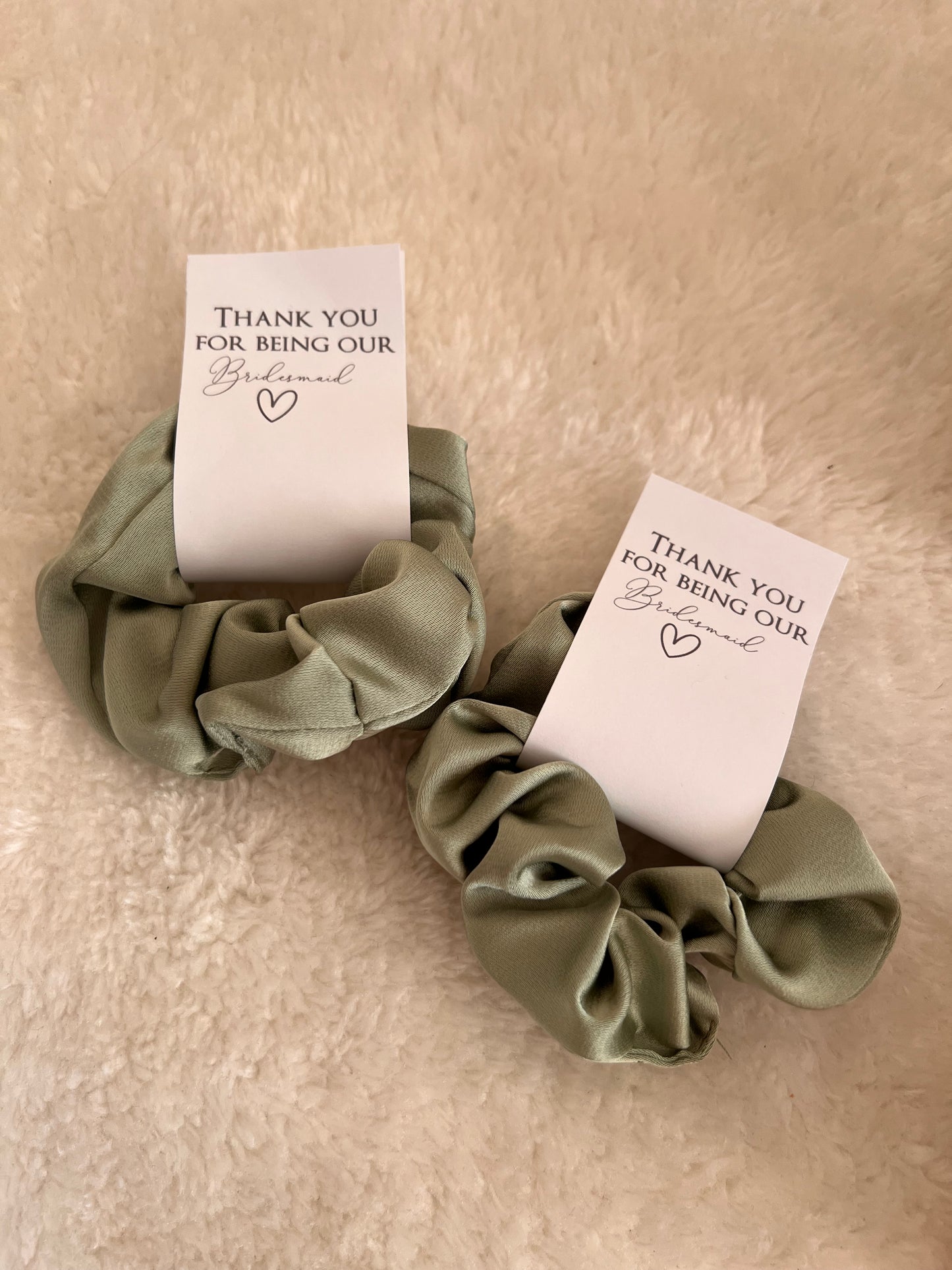 Satin Hair Scrunchies with Personalised Tag