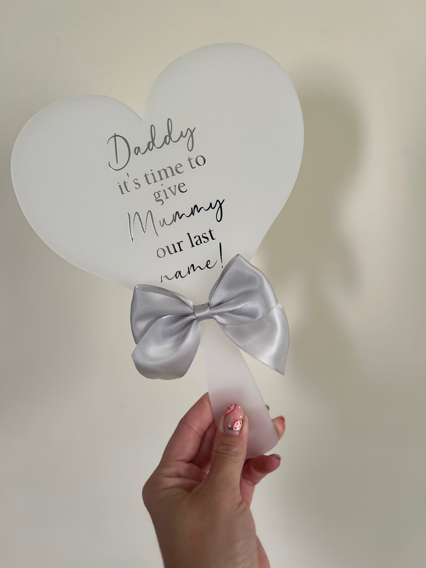 Acrylic Heart Paddle/Wand Sign with Bow