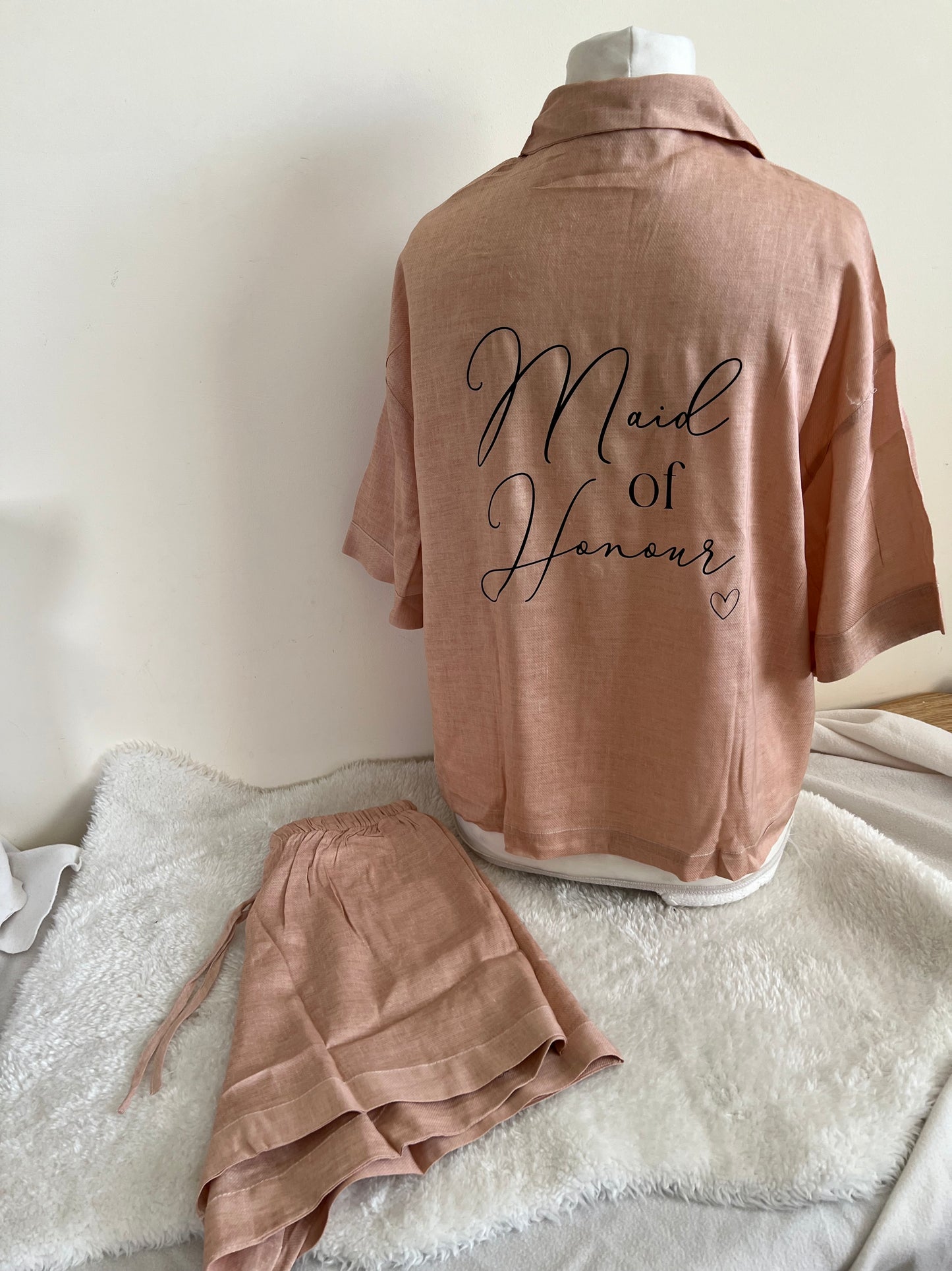 Adult Linen Blend Short PJ Set