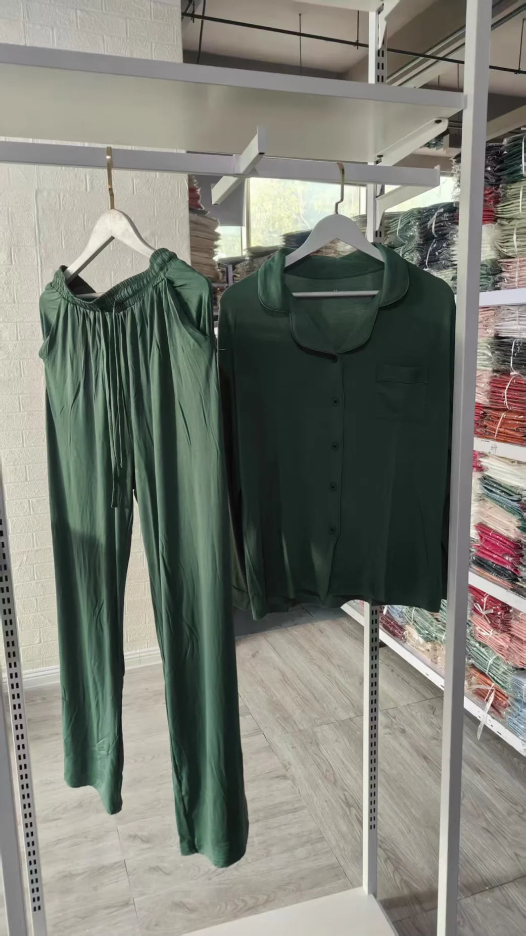 Adult Button Down Modal Long PJ's