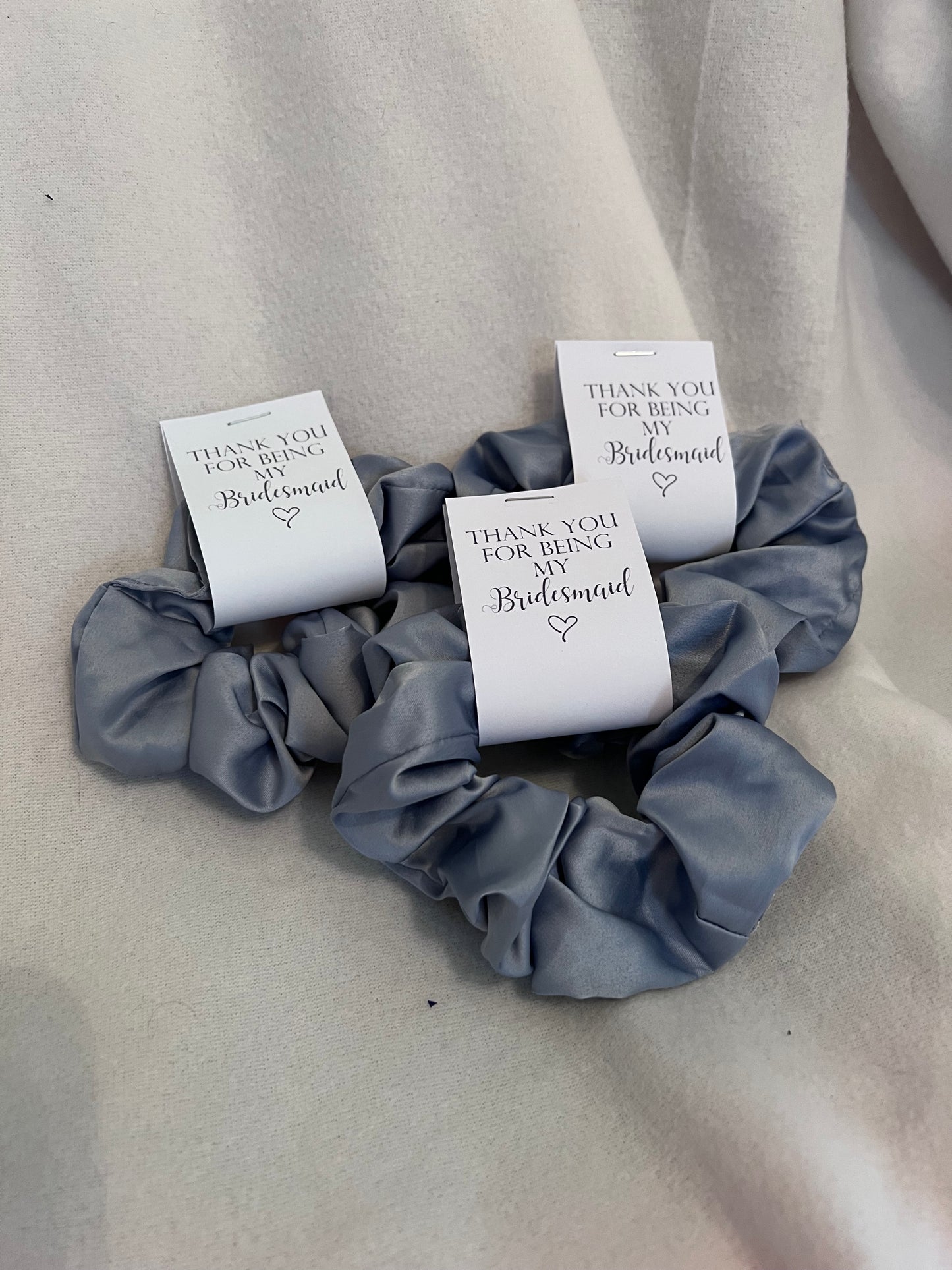 Satin Hair Scrunchies with Personalised Tag