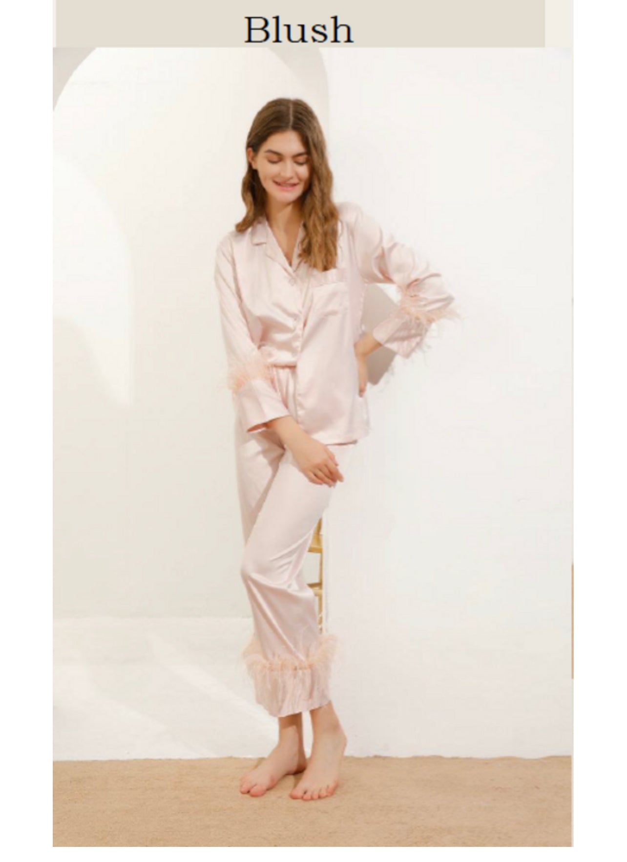 Feather Long PJ Set