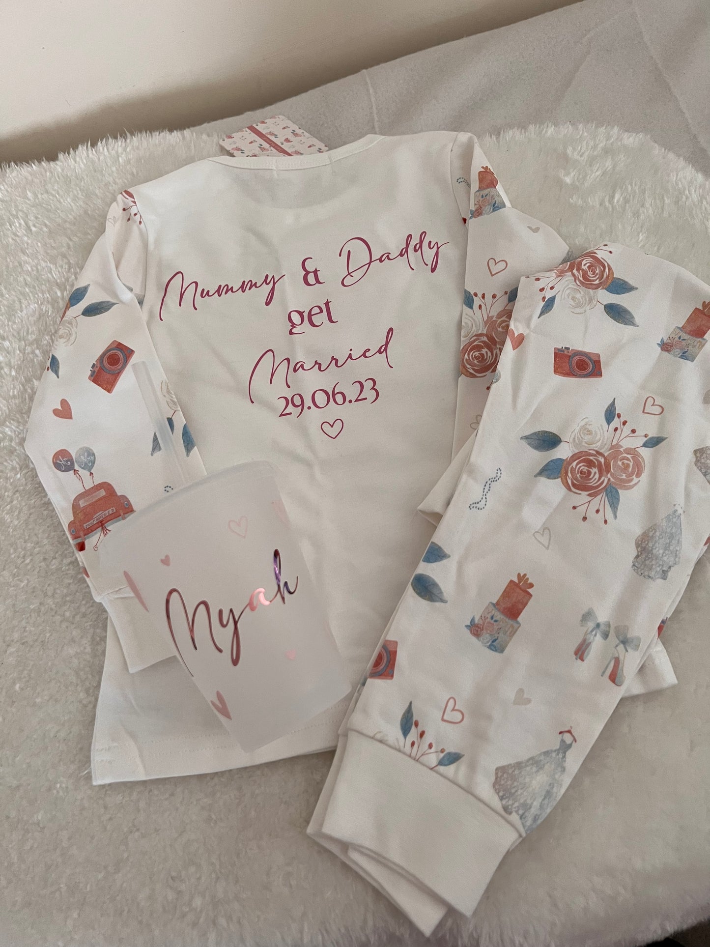 Wedding Print Cotton Kids Pjs Long