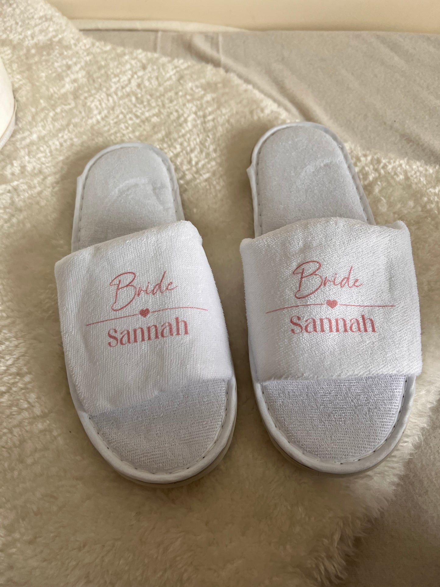 White Open Toe Spa Style Slippers