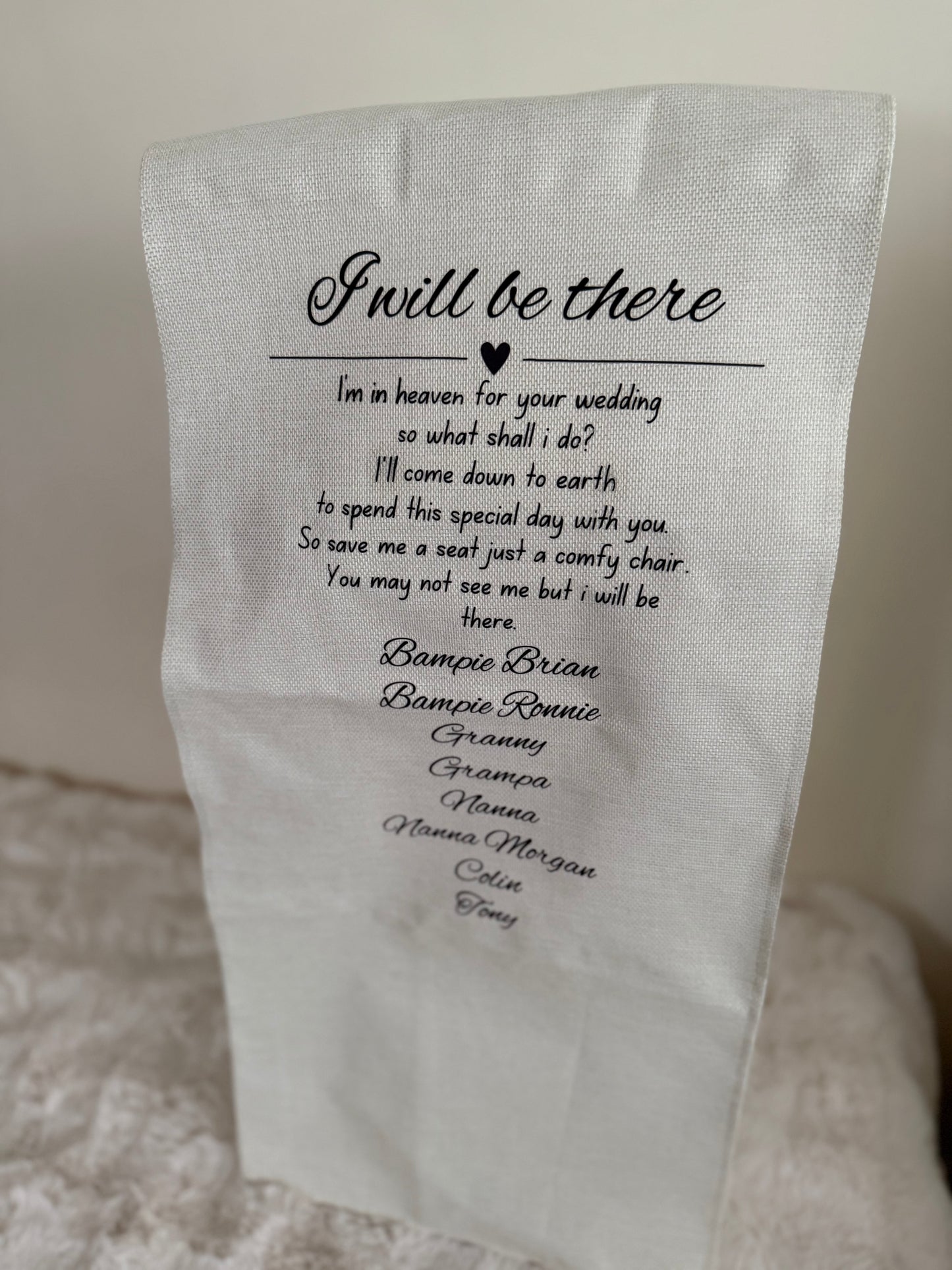 Personalised chair runner - Memorial