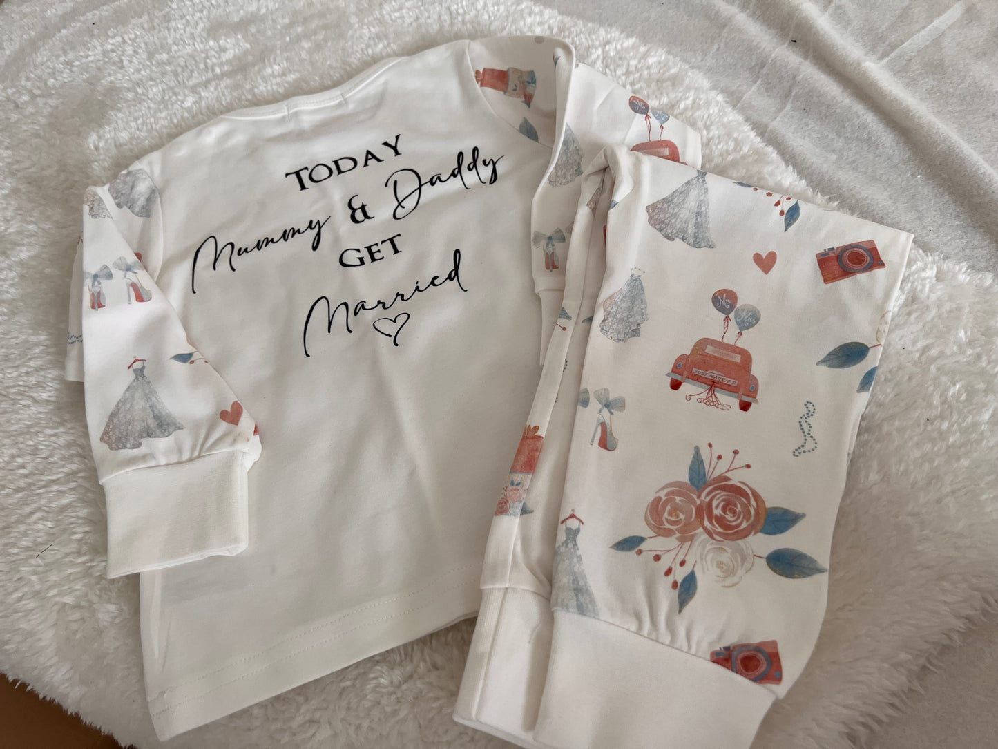 Wedding Print Cotton Kids Pjs Long