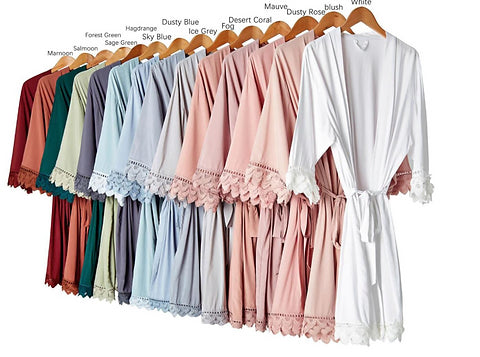 Adult 3 Layer Lace Edge Lace Cotton Robes