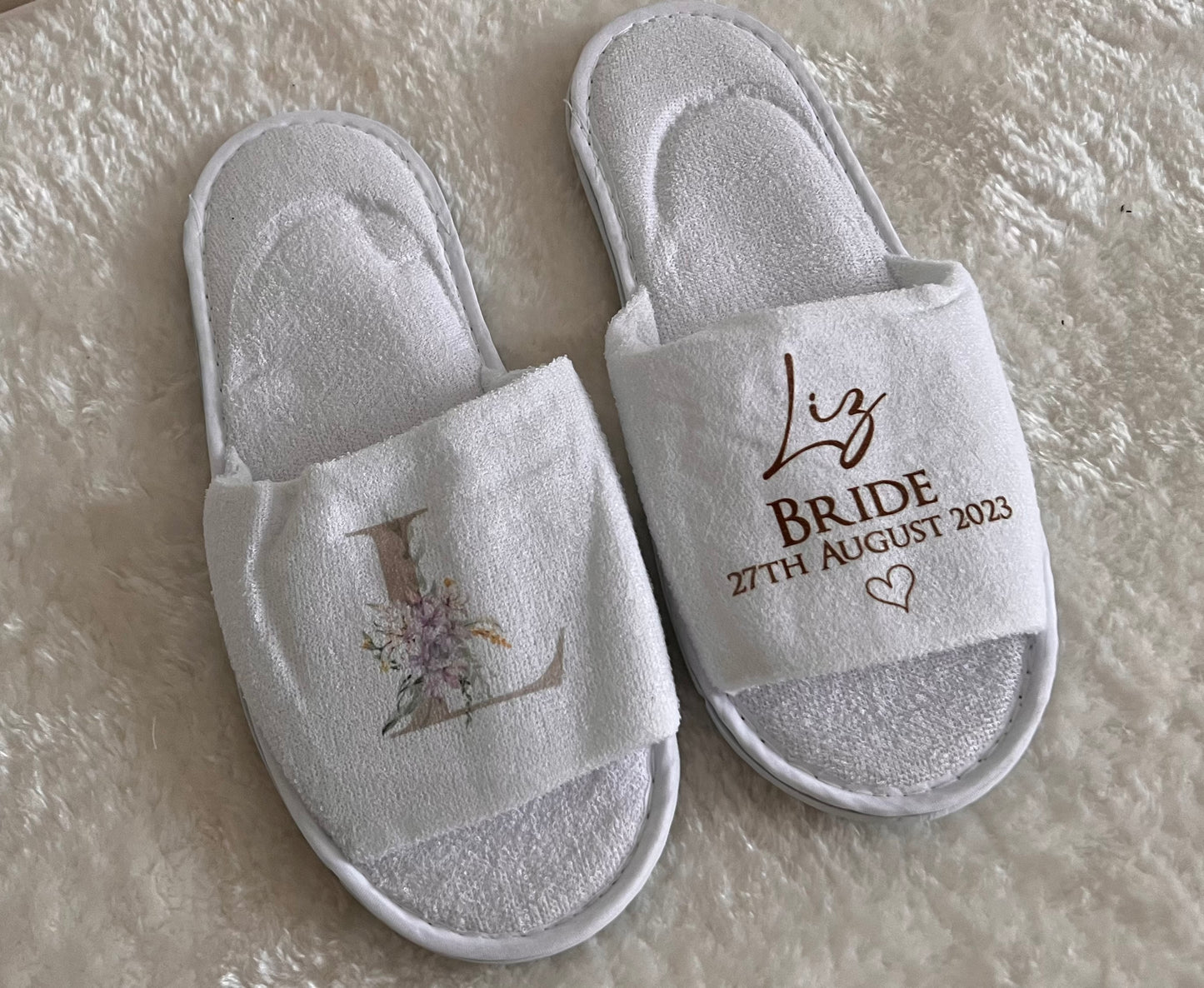 White Open Toe Spa Style Slippers