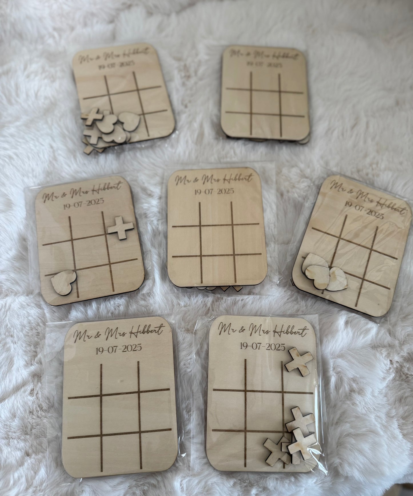 Wooden Hearts and Crosses board game