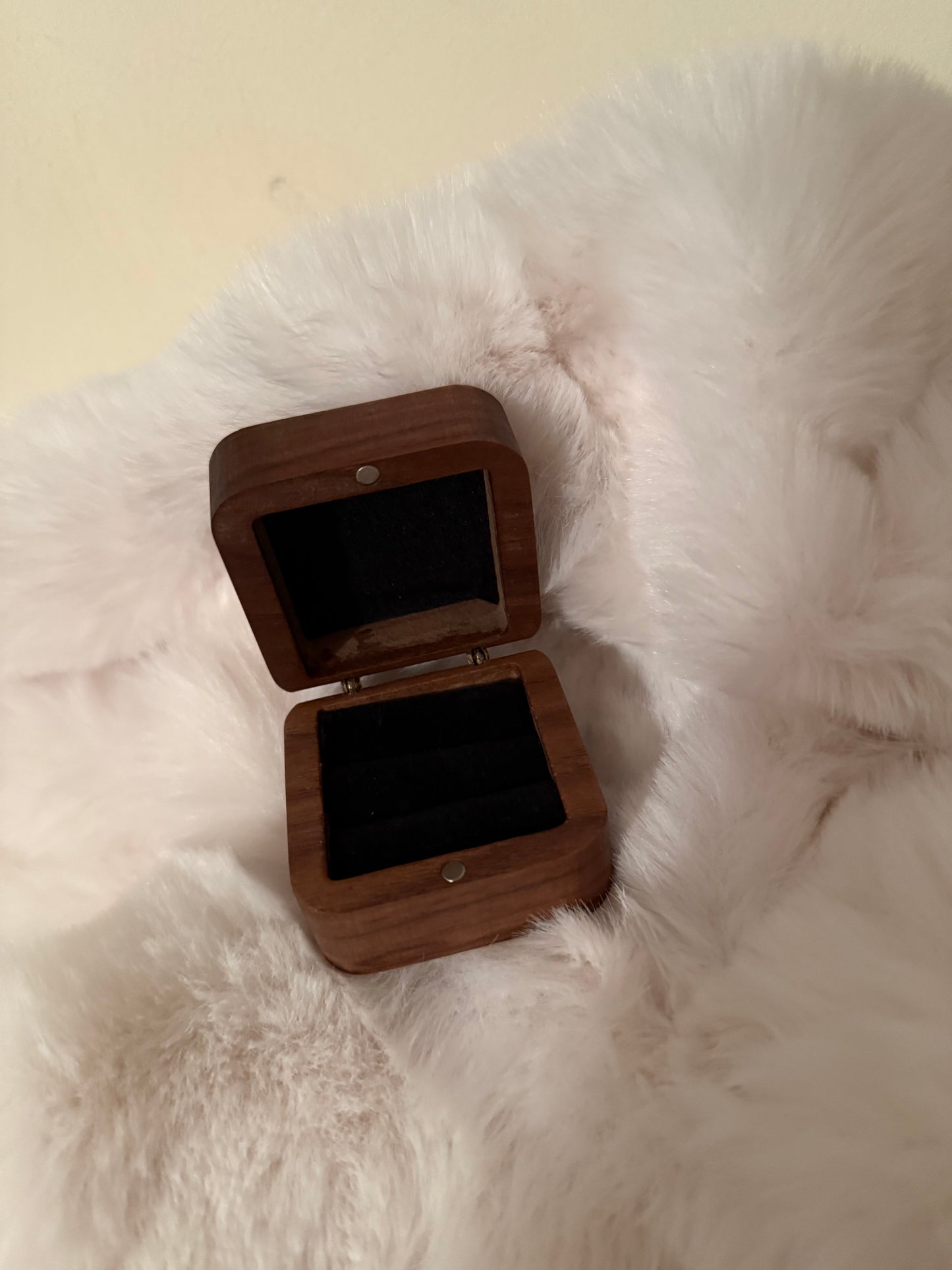 Personalised engraved wooden double ring box