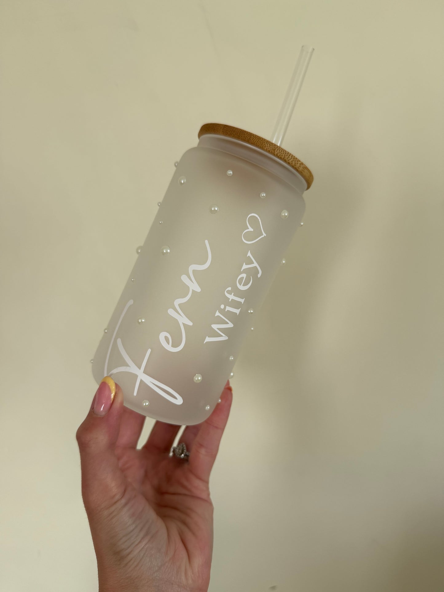 Pearl frosted Libby drinks can/tumbler
