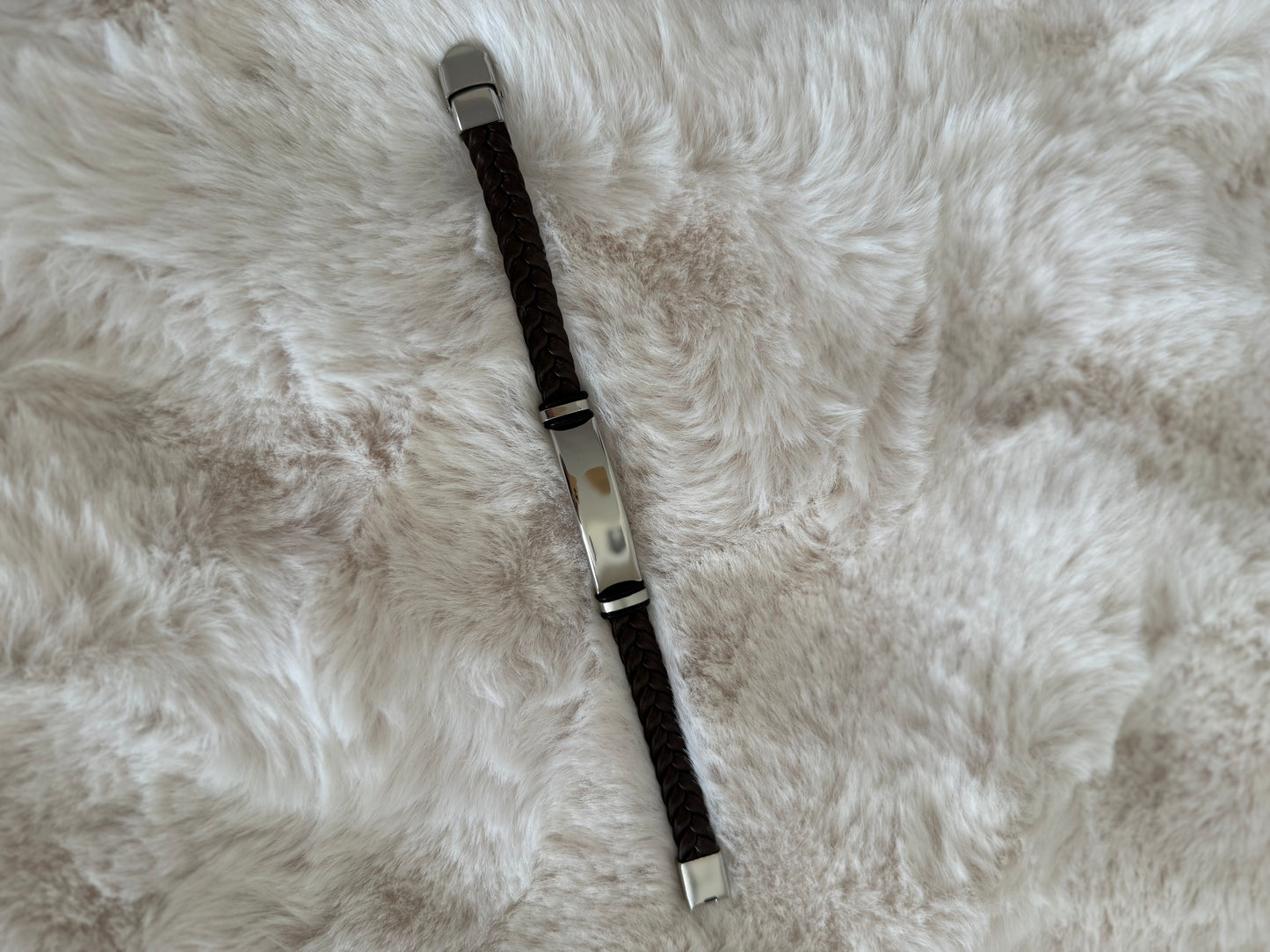Engraved Faux Leather Bracelet