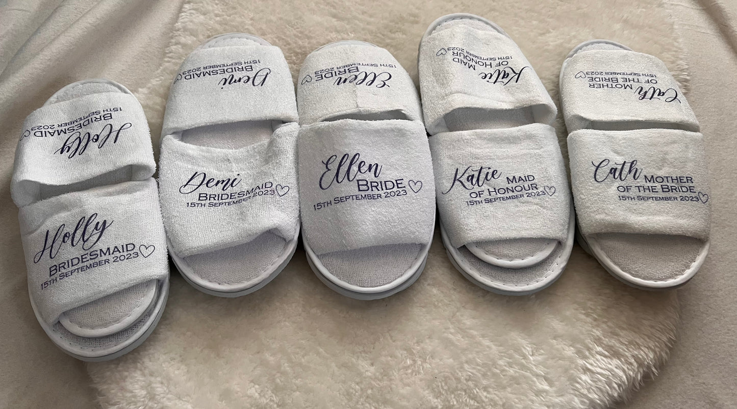 White Open Toe Spa Style Slippers
