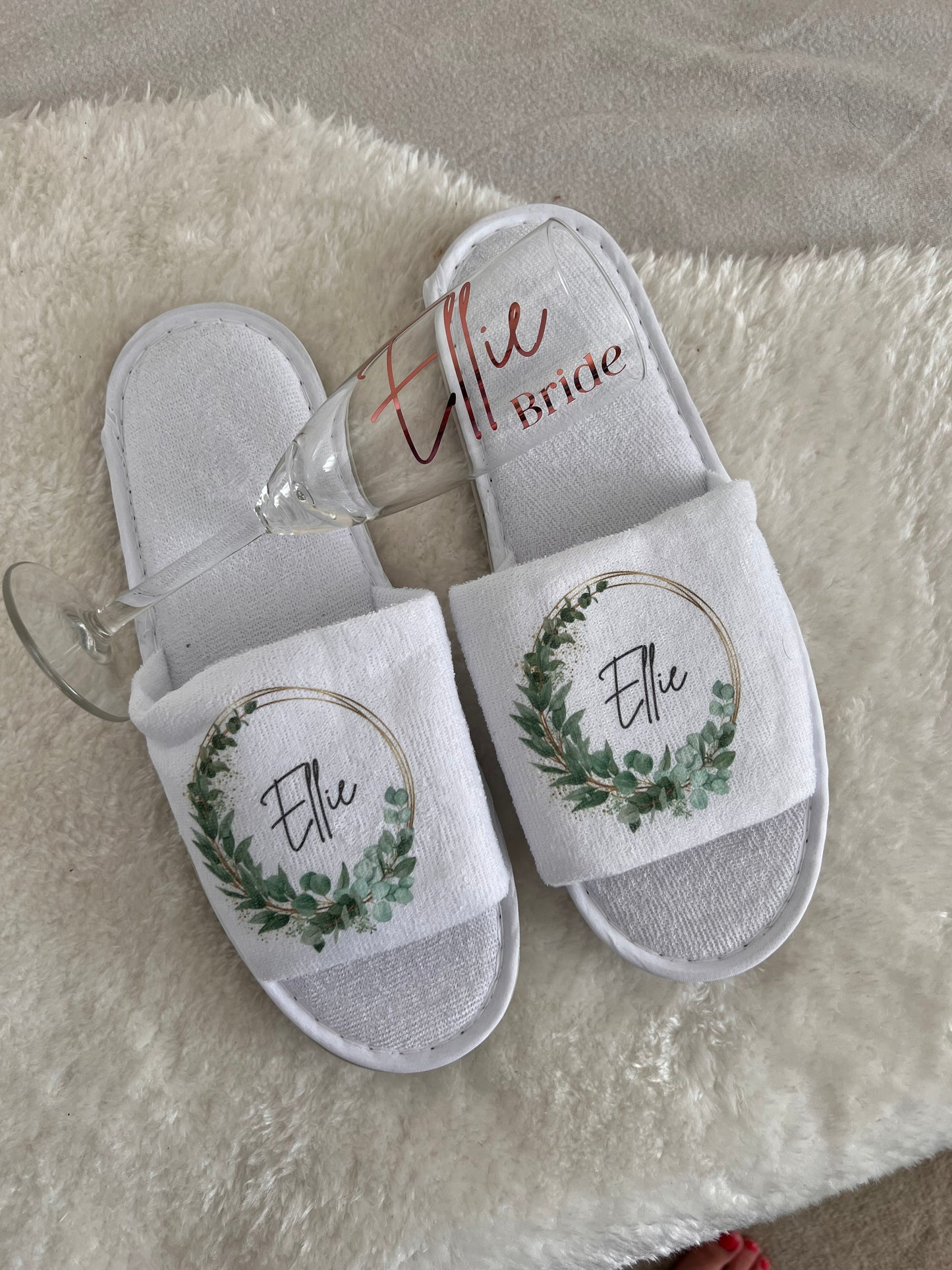 White Open Toe Spa Style Slippers