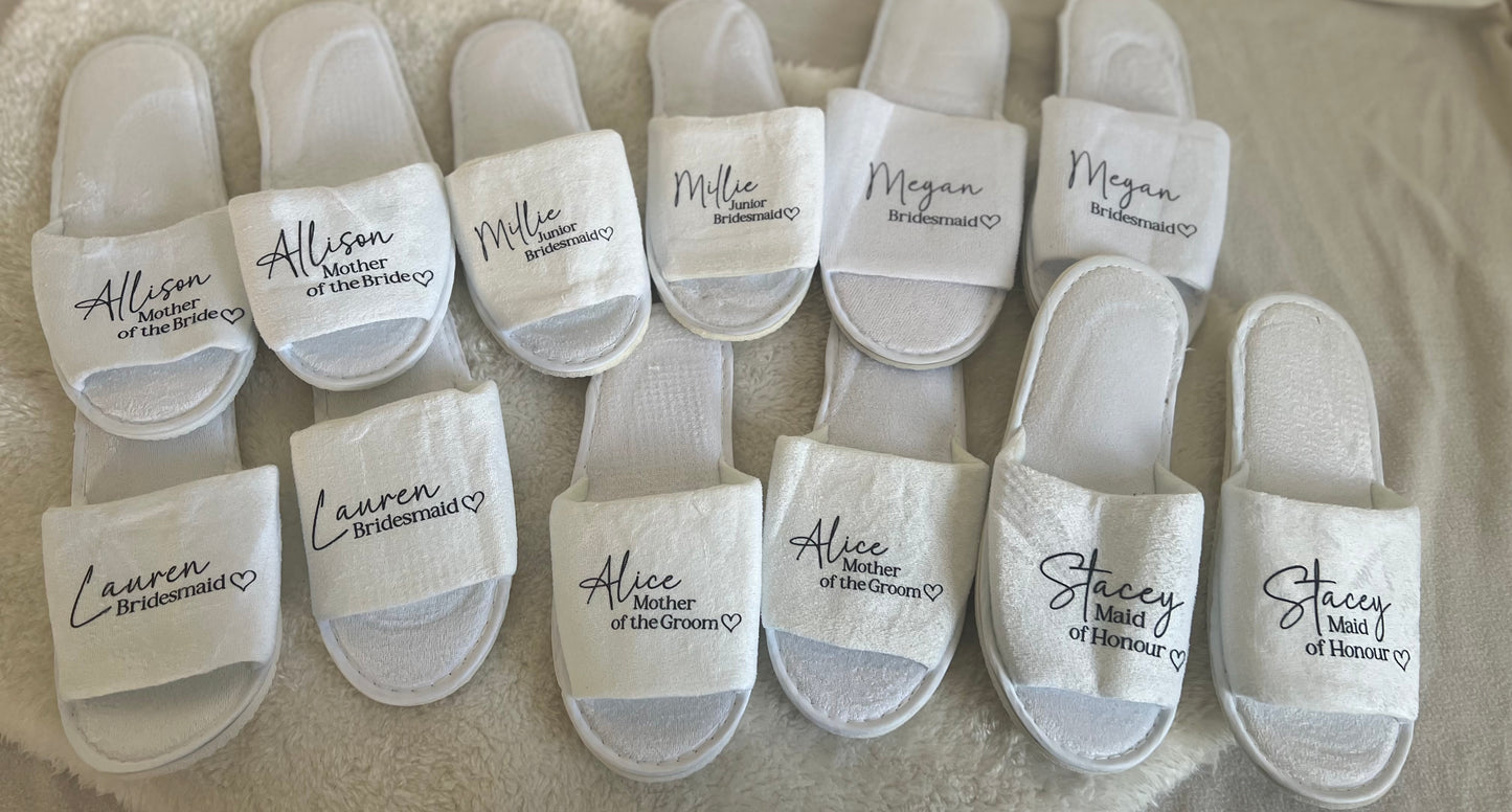 White Open Toe Spa Style Slippers