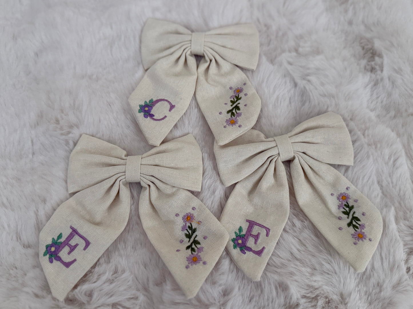Floral Initial Hair Bows