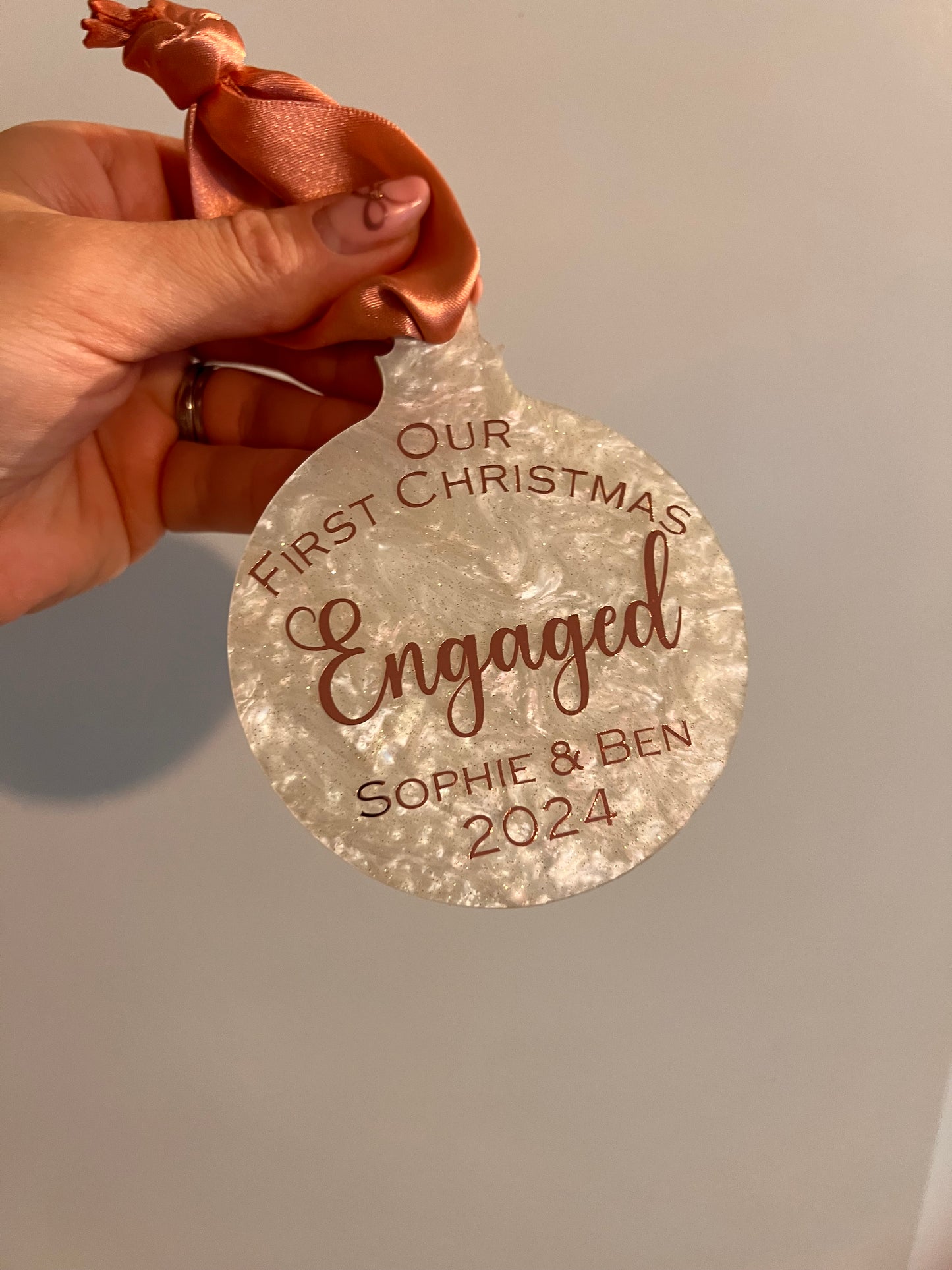 Pearl Christmas Personalised Bauble