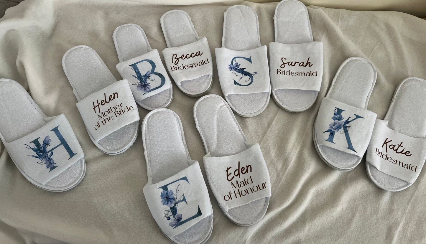 White Open Toe Spa Style Slippers
