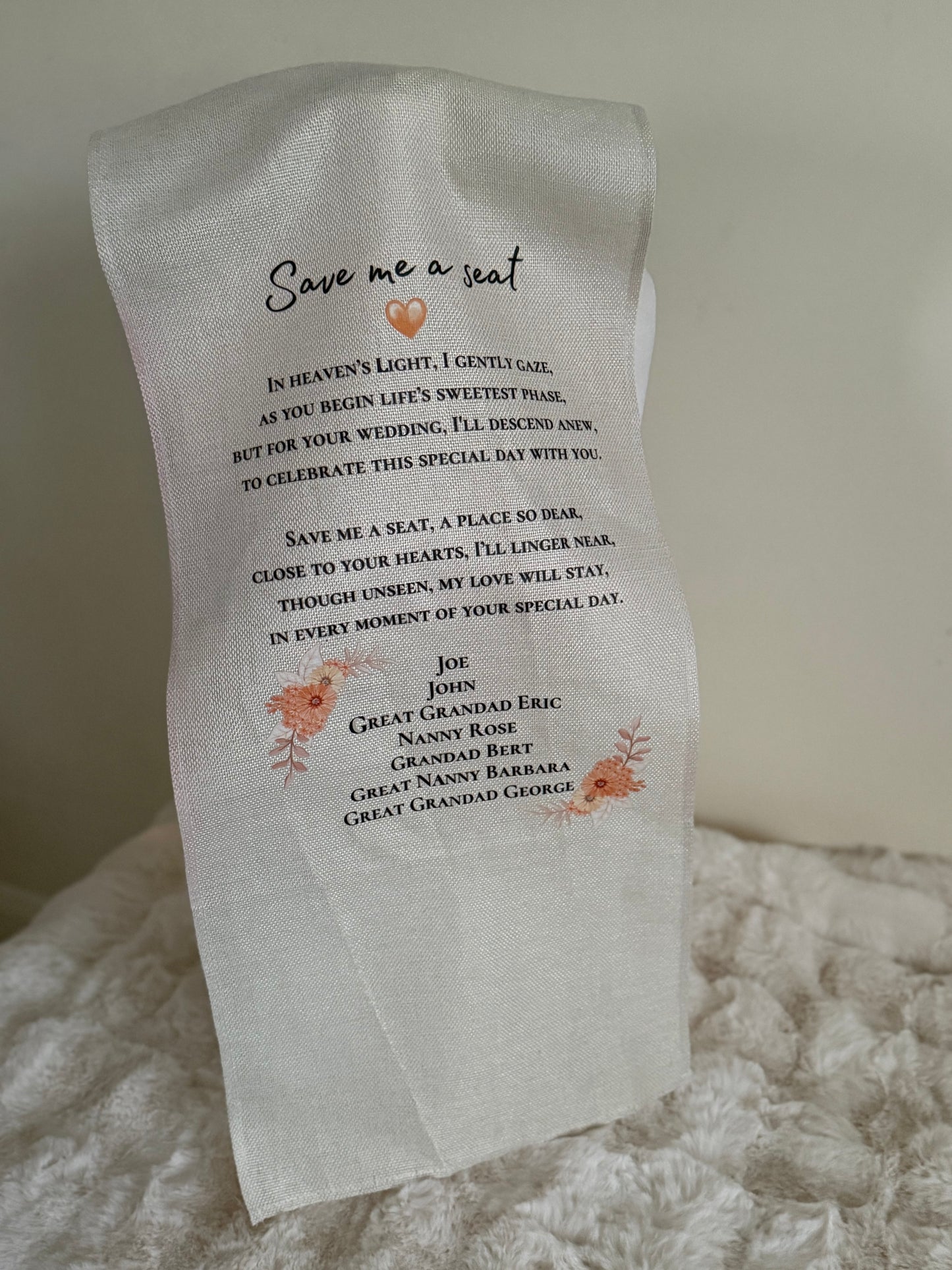 Personalised chair runner - Memorial