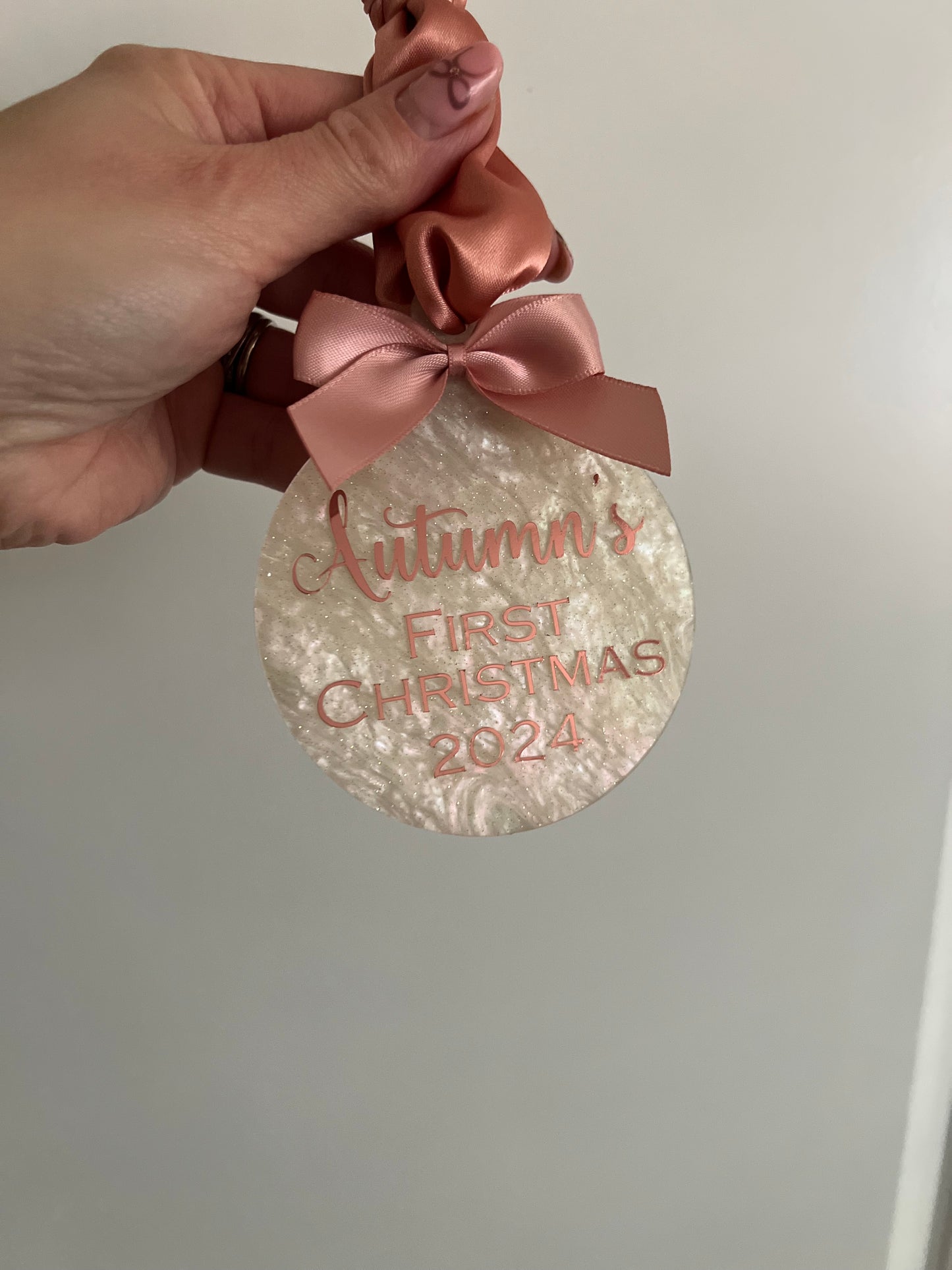 Pearl Christmas Personalised Bauble