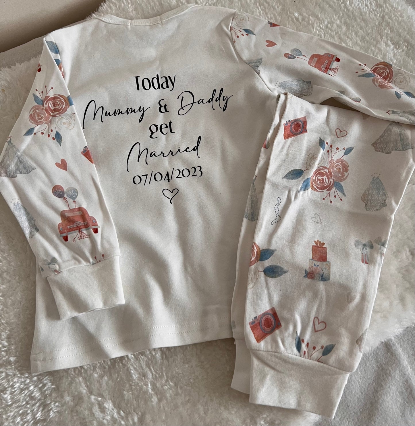 Wedding Print Cotton Kids Pjs Long
