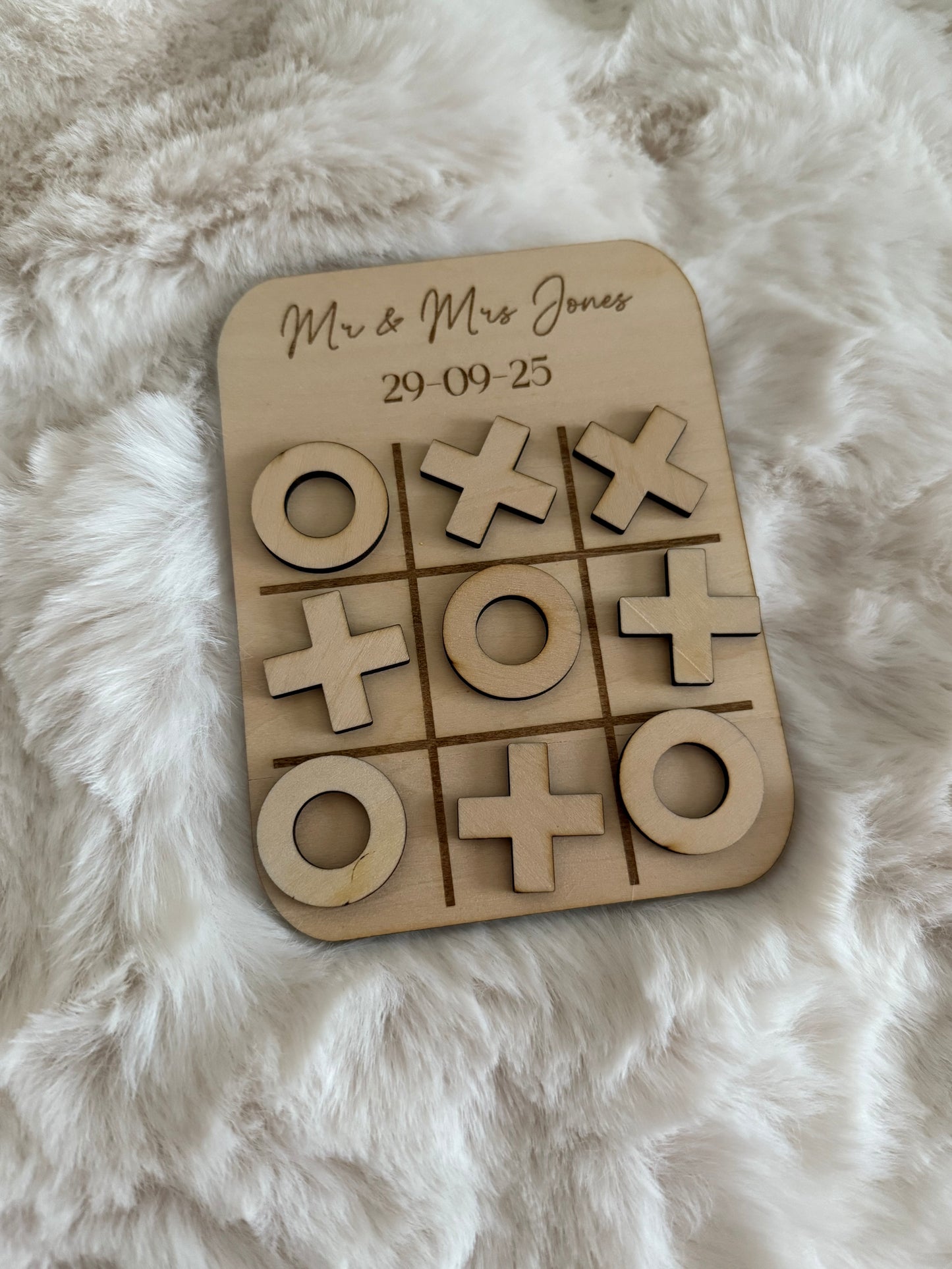 Wooden Hearts and Crosses board game