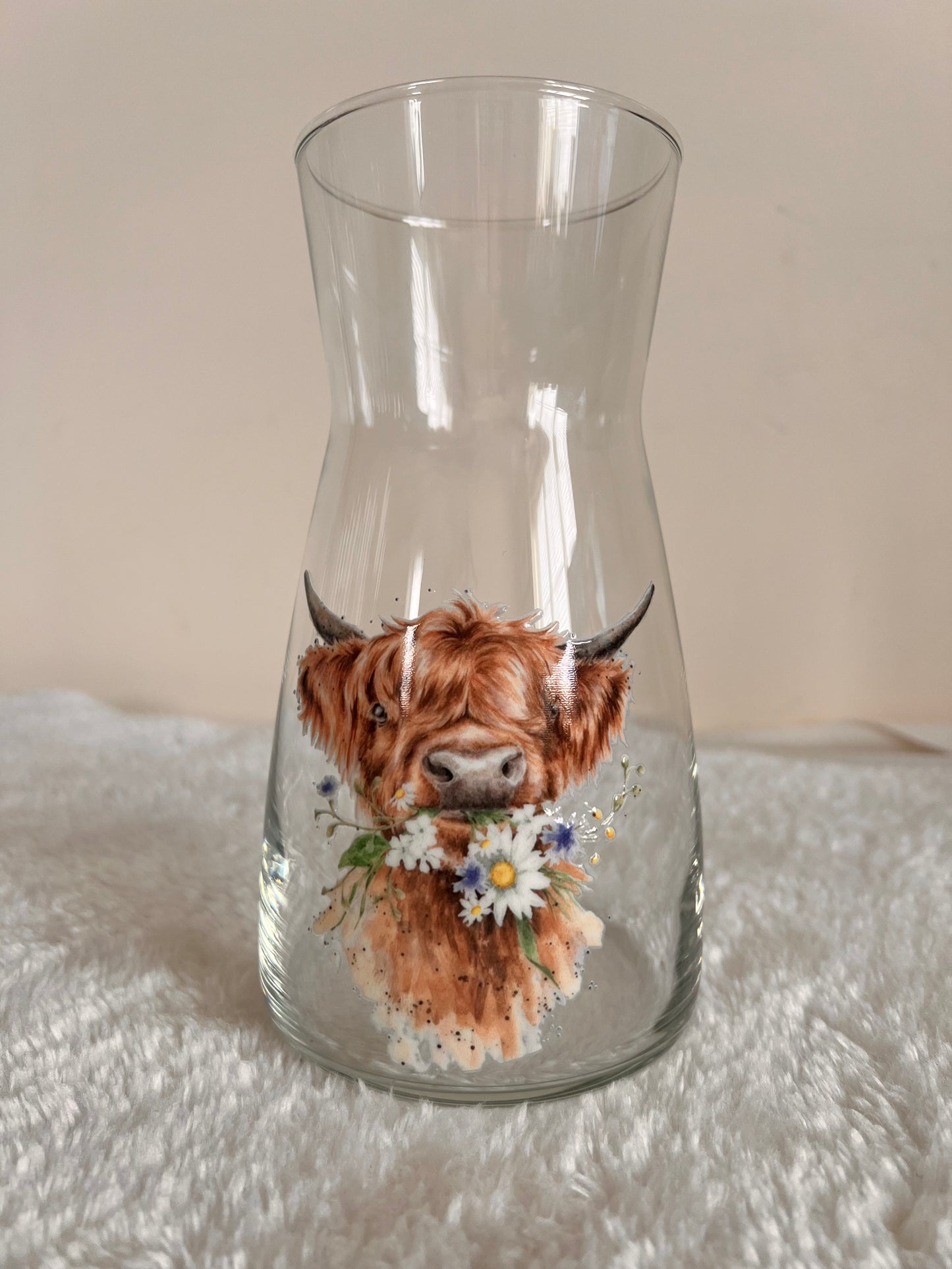 Highland Cow Glass Vase