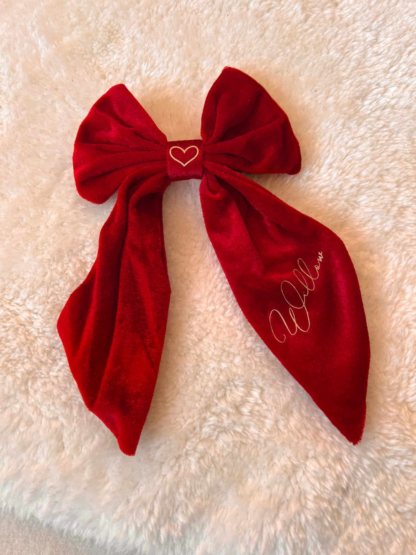 Personalised Velvet Clip Large Hair Bow