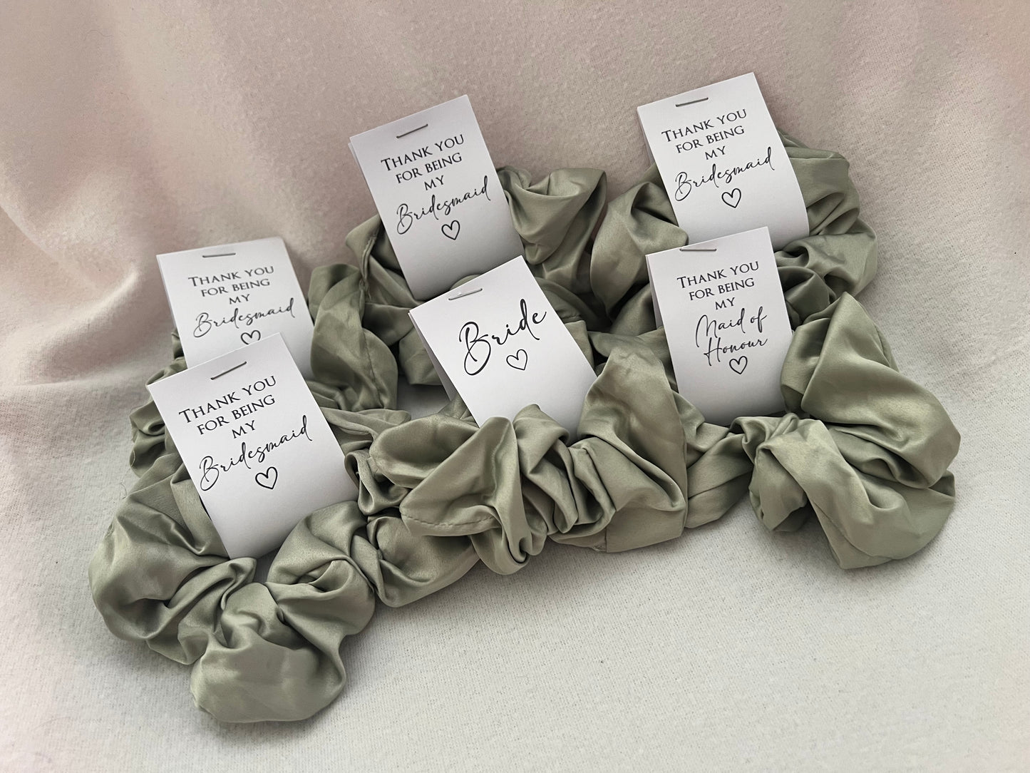 Satin Hair Scrunchies with Personalised Tag