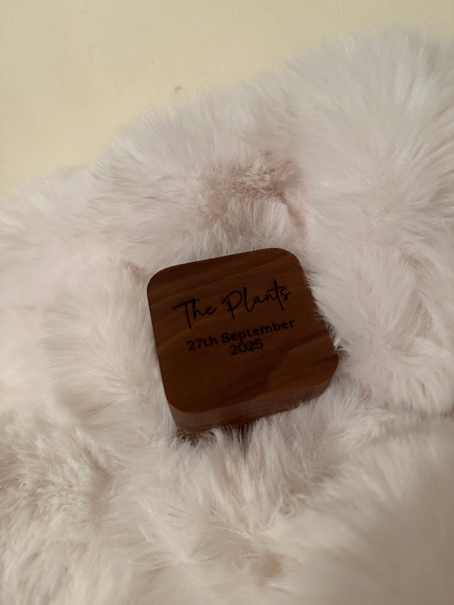 Personalised engraved wooden double ring box