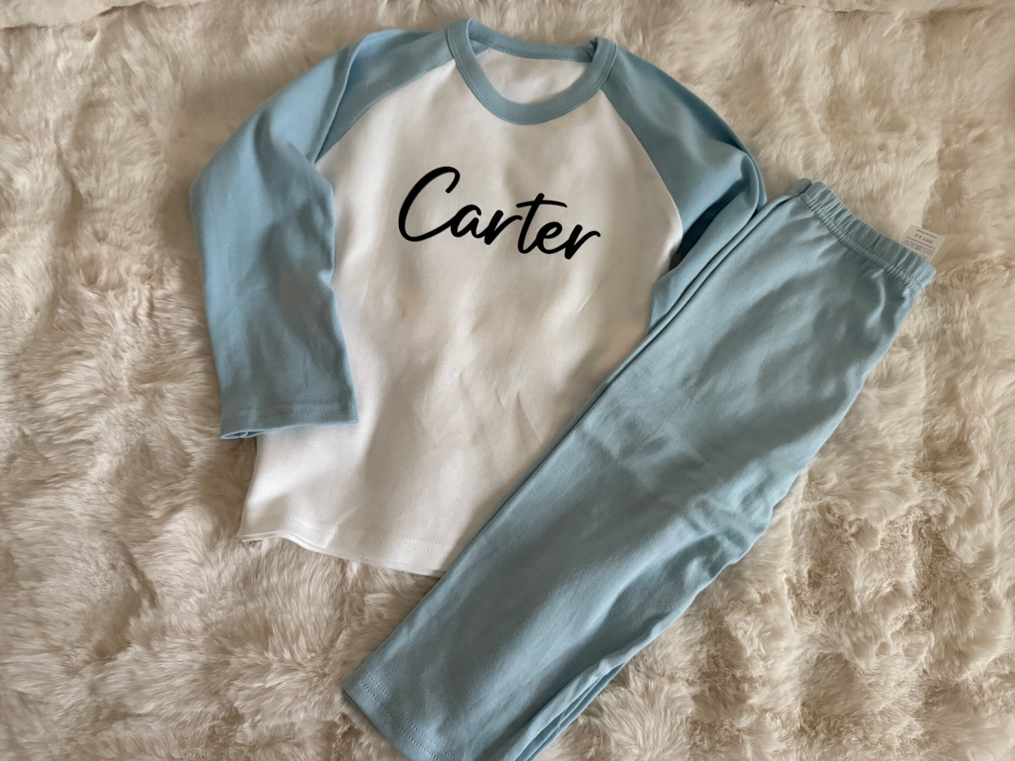 Block Colour Child Cotton Kids Pjs Long