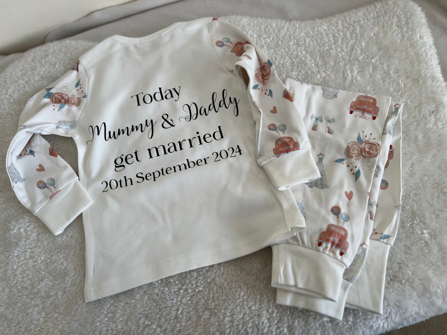 Wedding Print Cotton Kids Pjs Long