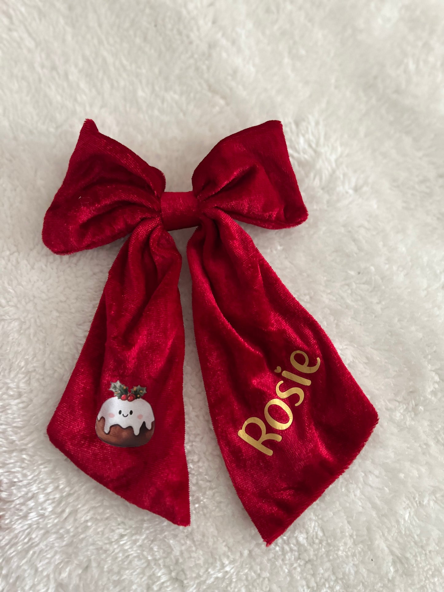 Personalised Velvet Clip Large Hair Bow