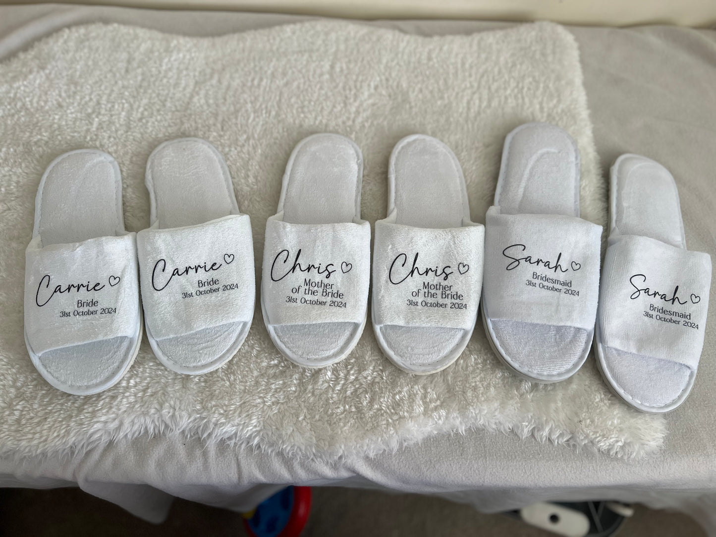 White Open Toe Spa Style Slippers