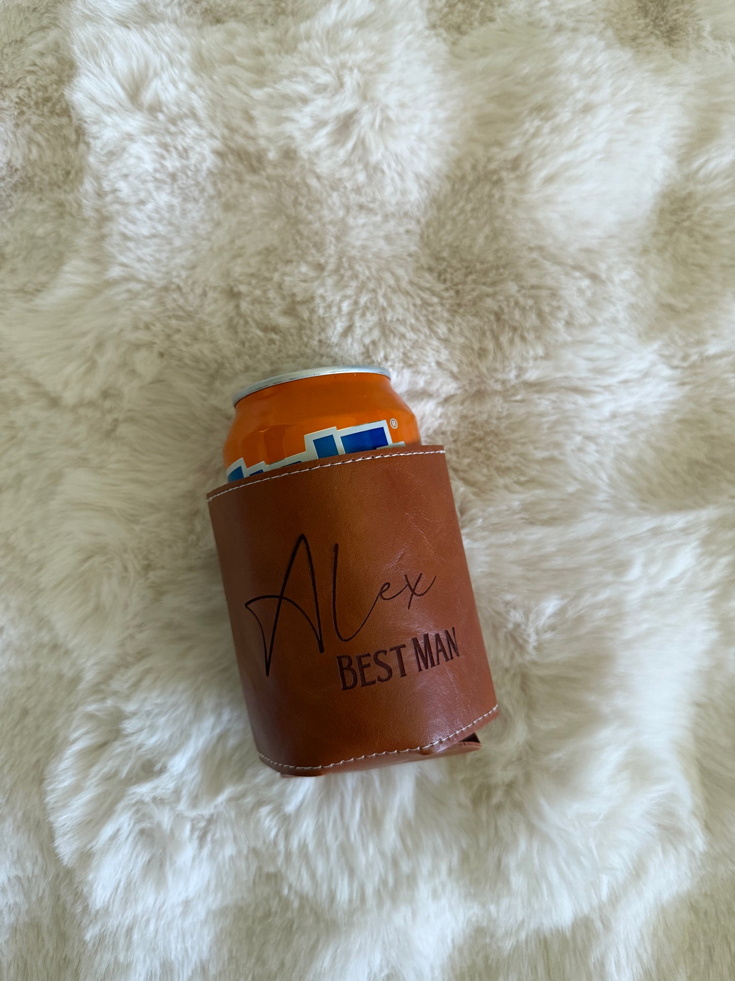 Engraved PU can coosie/cover/sleeve
