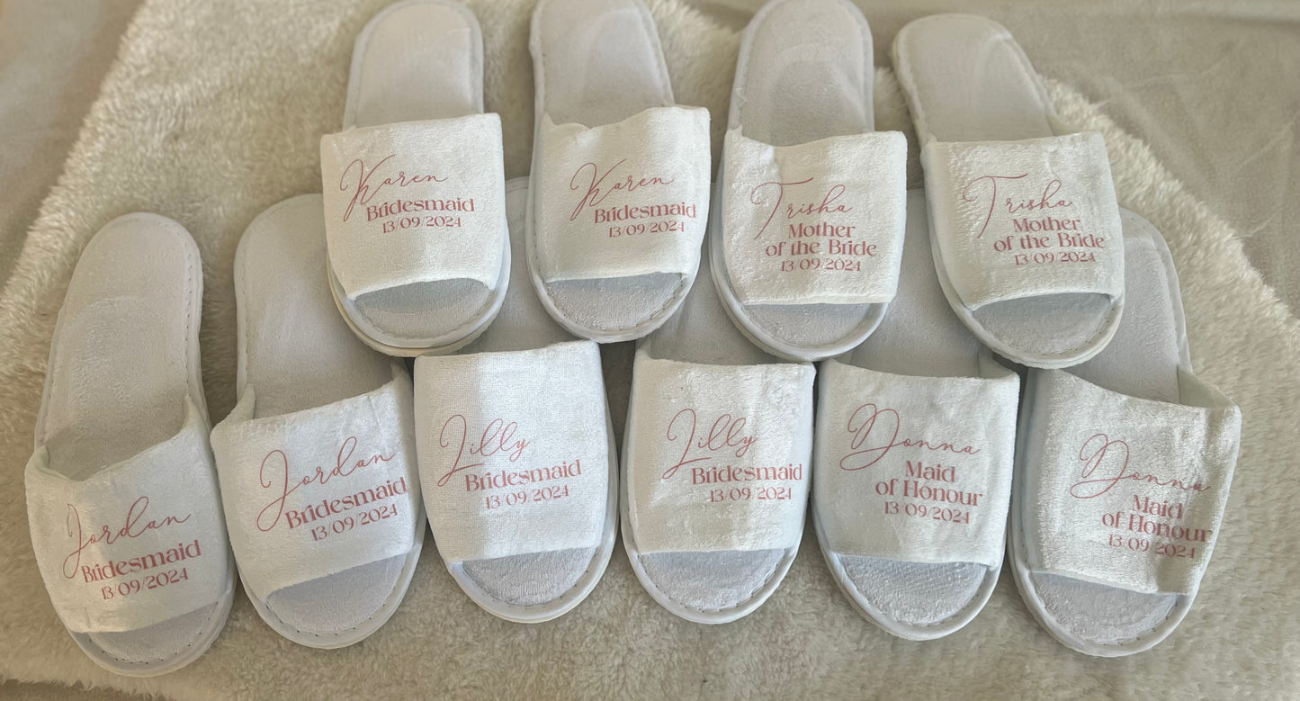 White Open Toe Spa Style Slippers