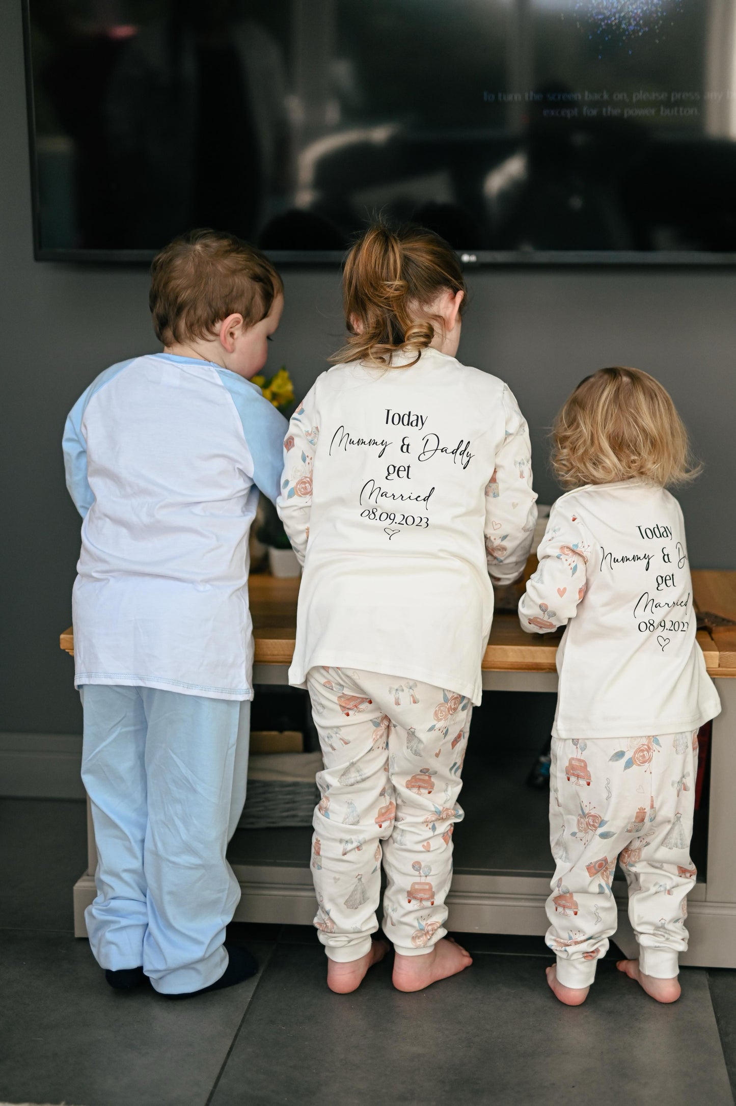 Wedding Print Cotton Kids Pjs Long