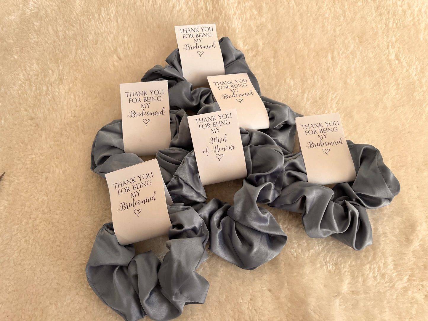 Satin Hair Scrunchies with Personalised Tag