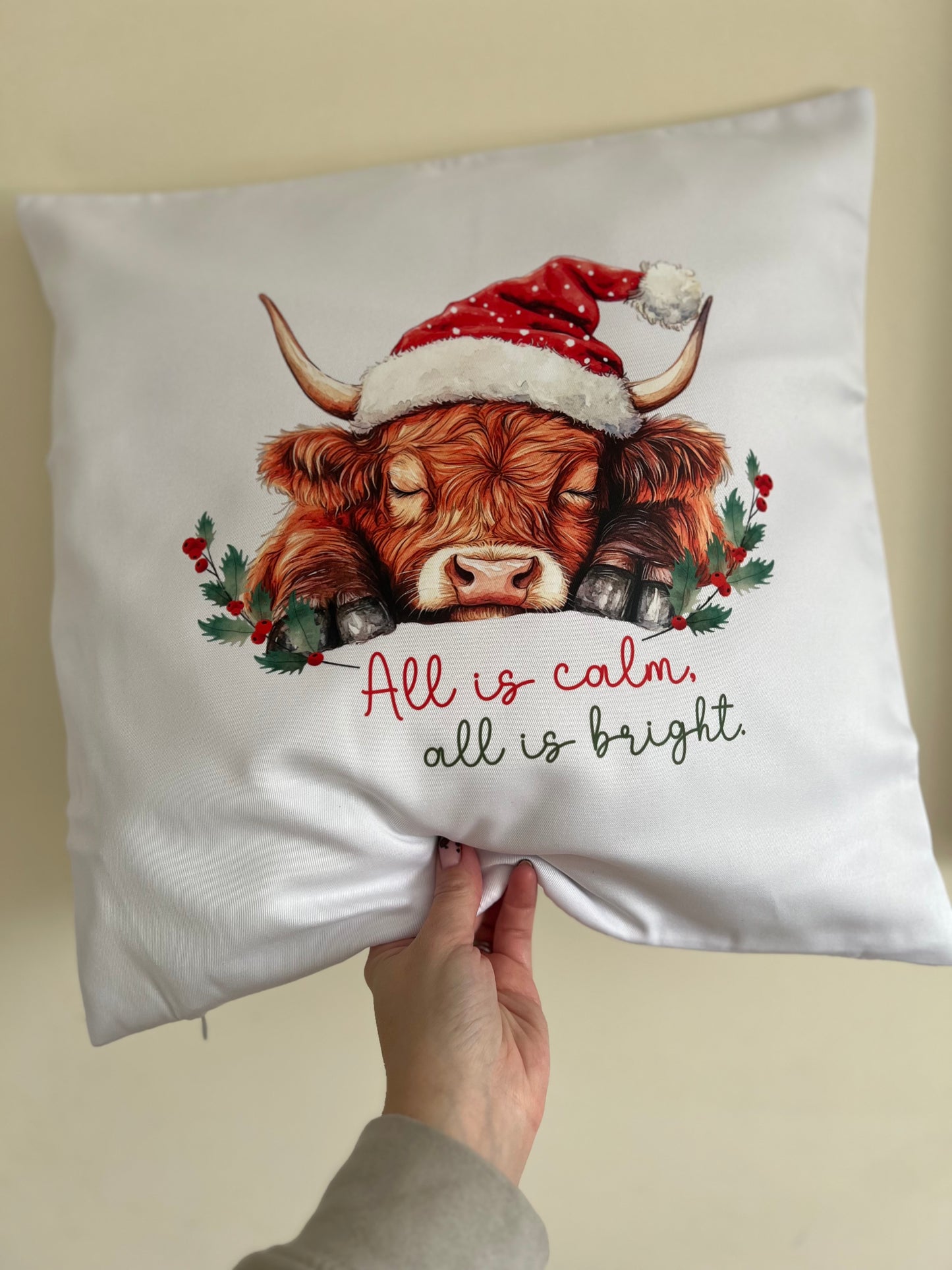 Highland Cow Christmas Cushion Cover