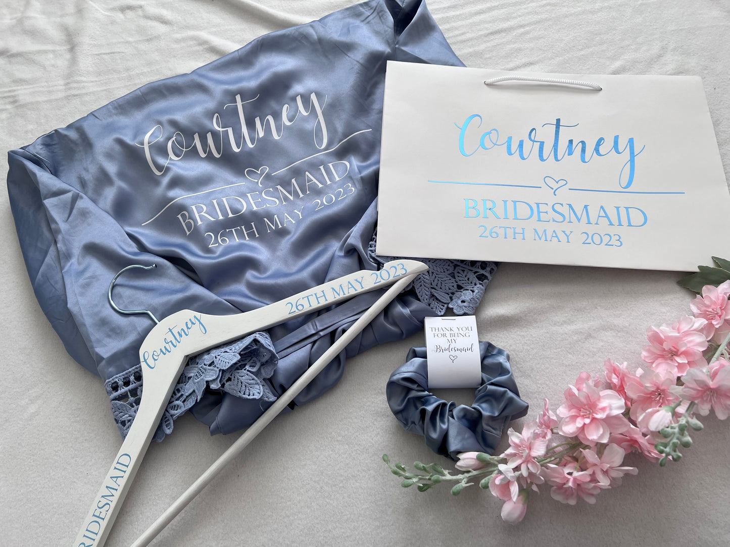 Satin Hair Scrunchies with Personalised Tag