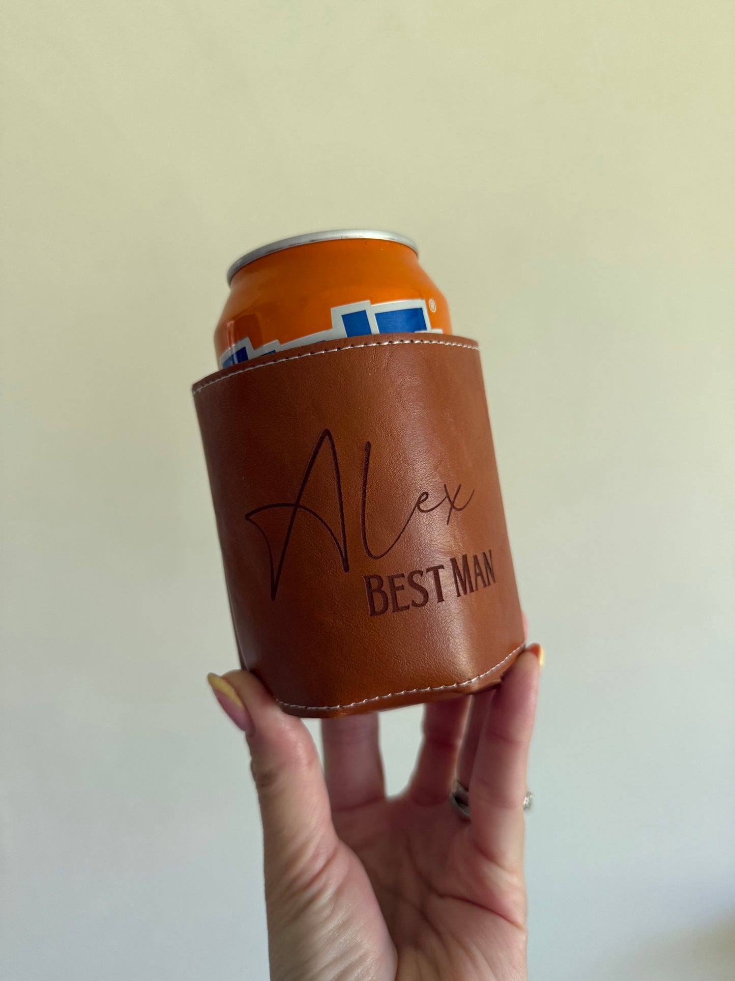 Engraved PU can coosie/cover/sleeve