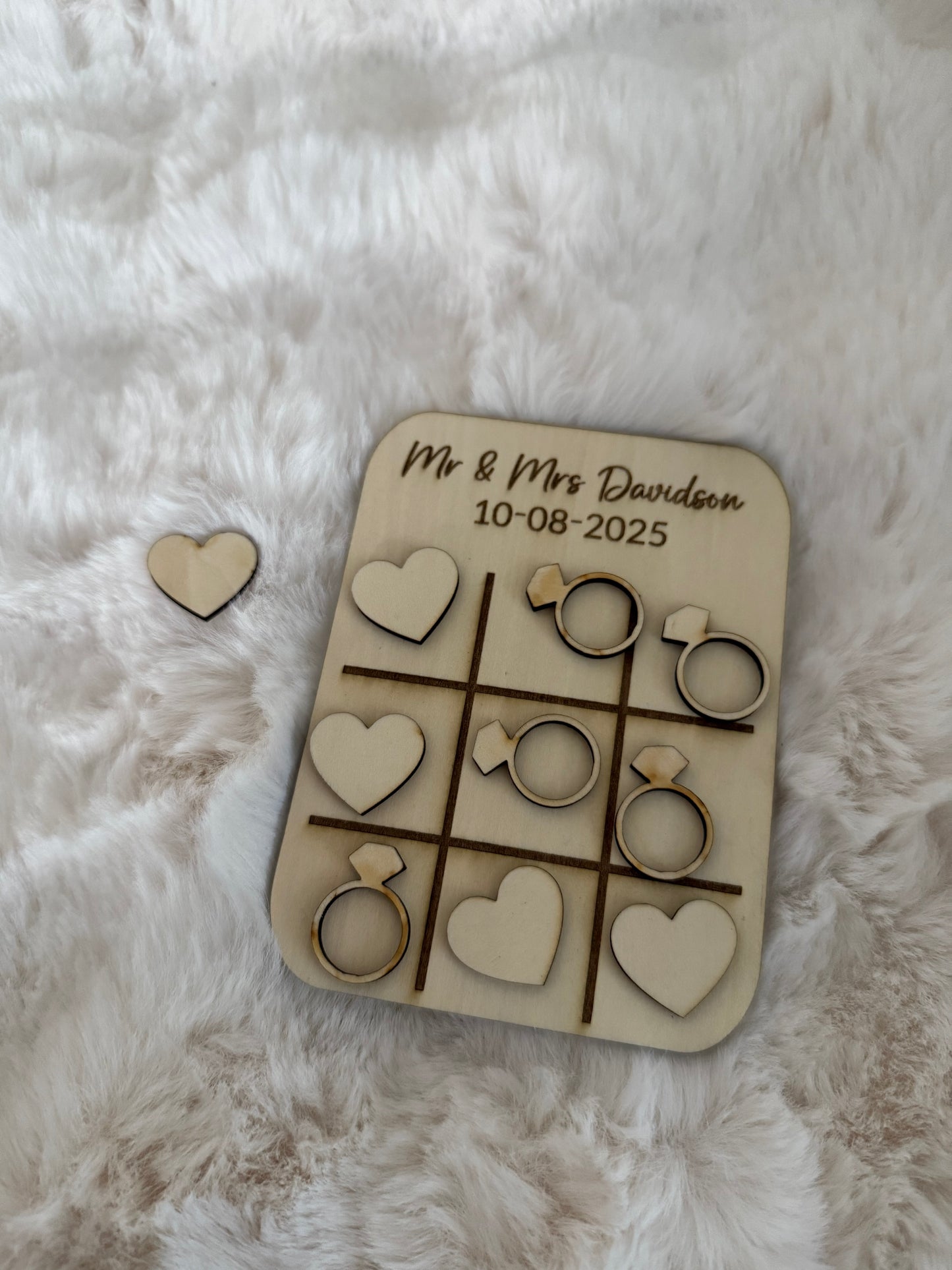 Wooden Hearts and Crosses board game