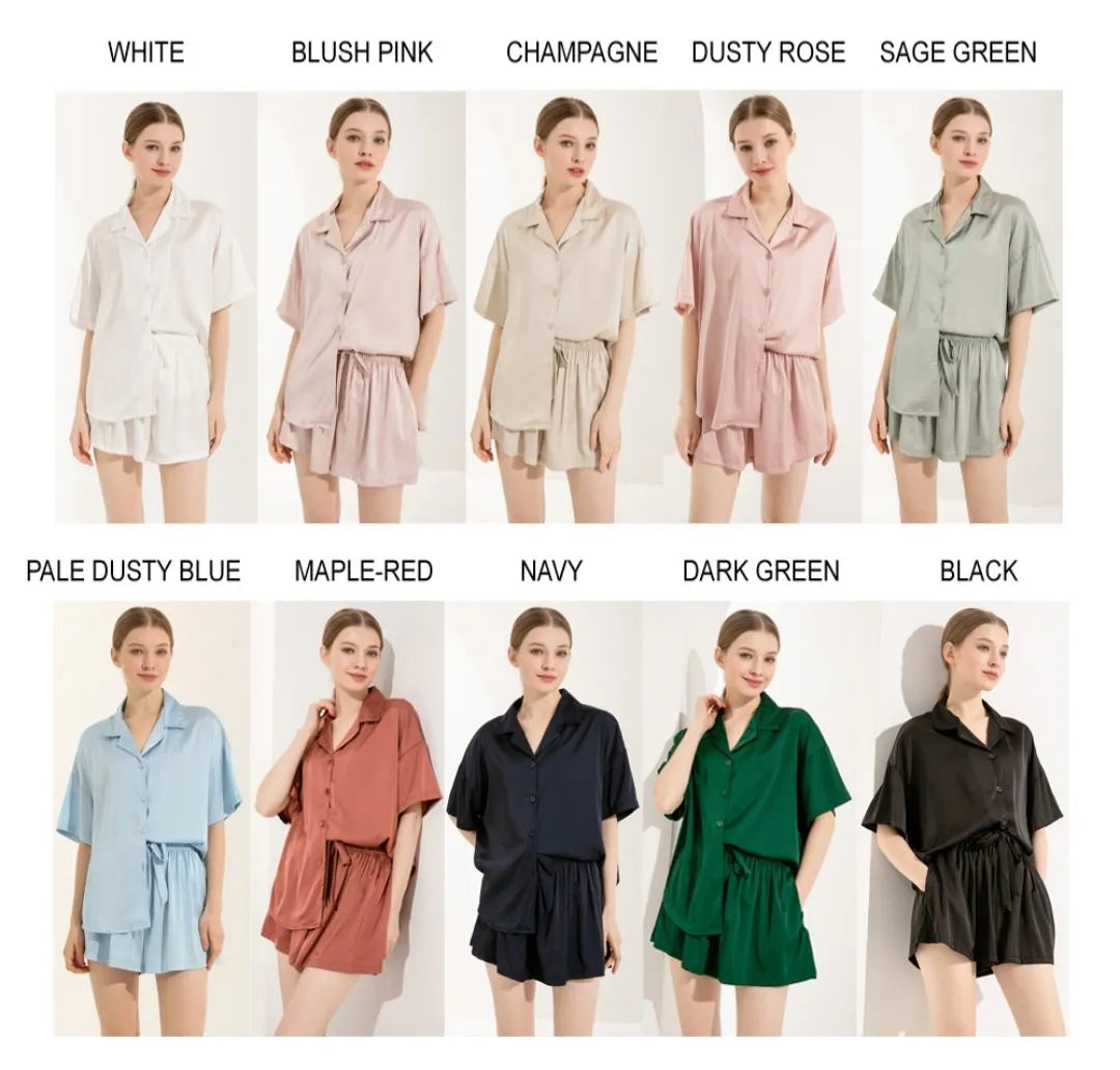 Relaxed Fit Satin Frill Short PJ Set