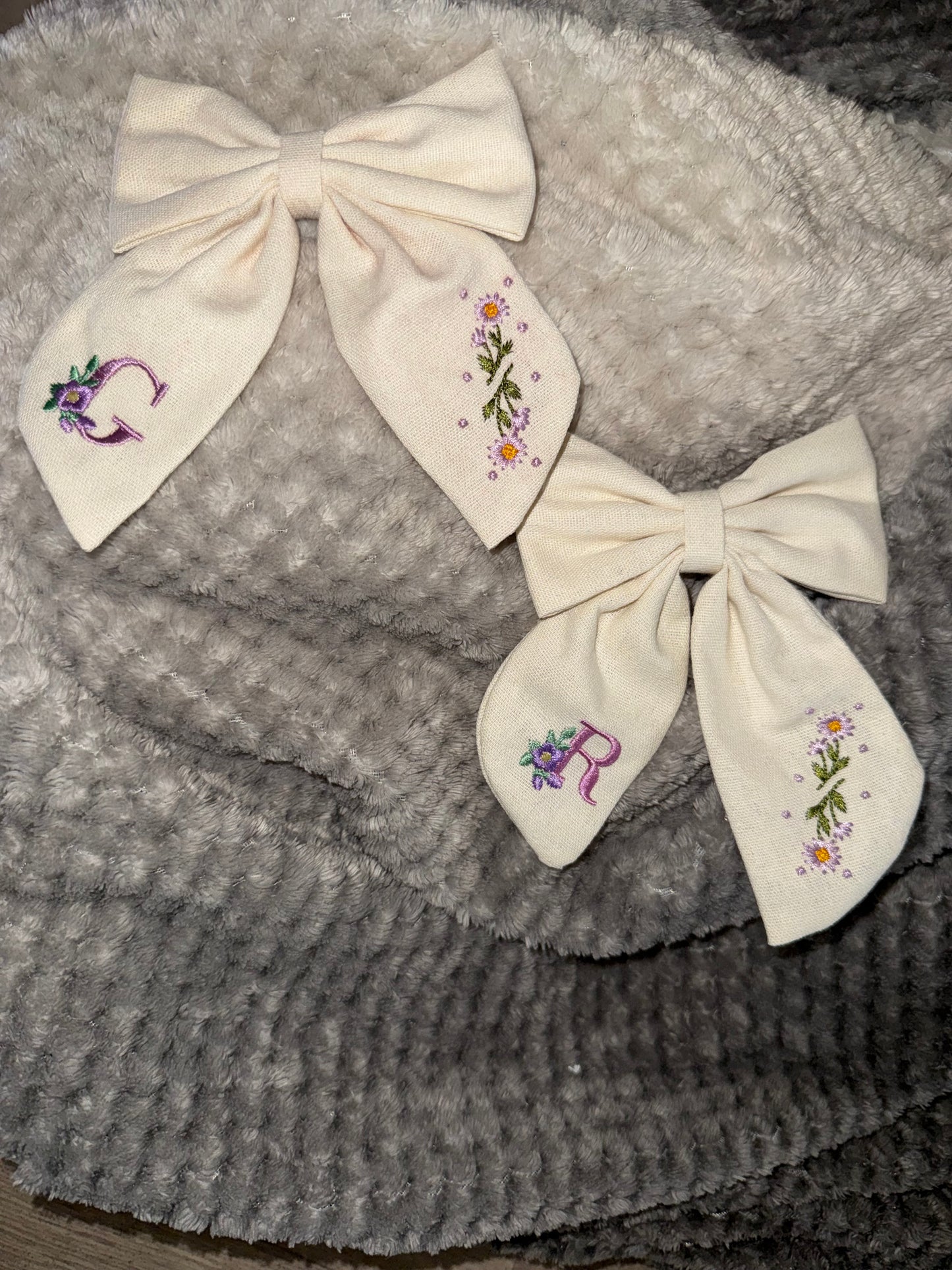 Floral Initial Hair Bows