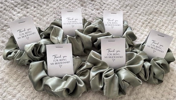 Satin Hair Scrunchies with Personalised Tag