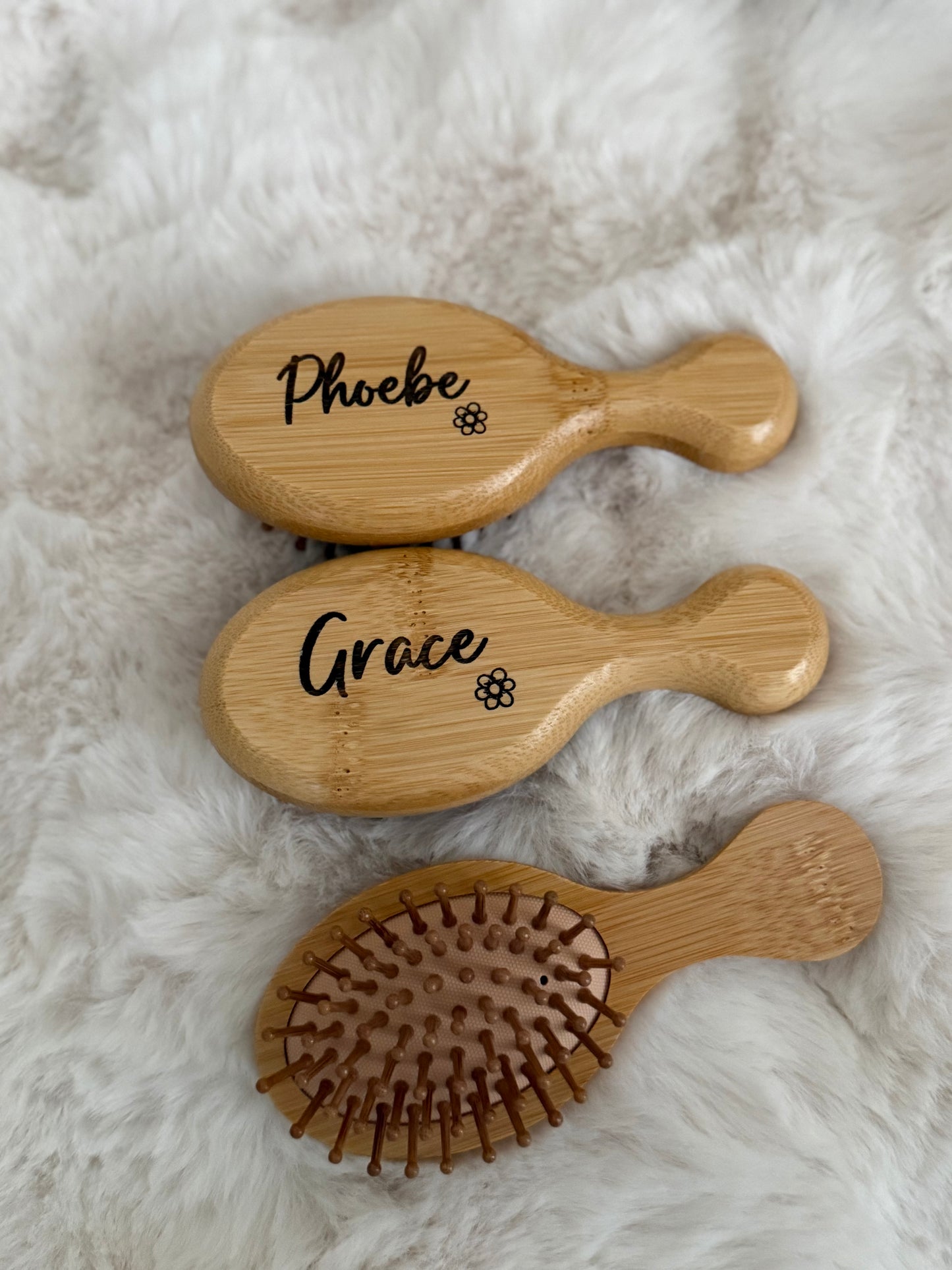 Mini wooden engraved hairbrush