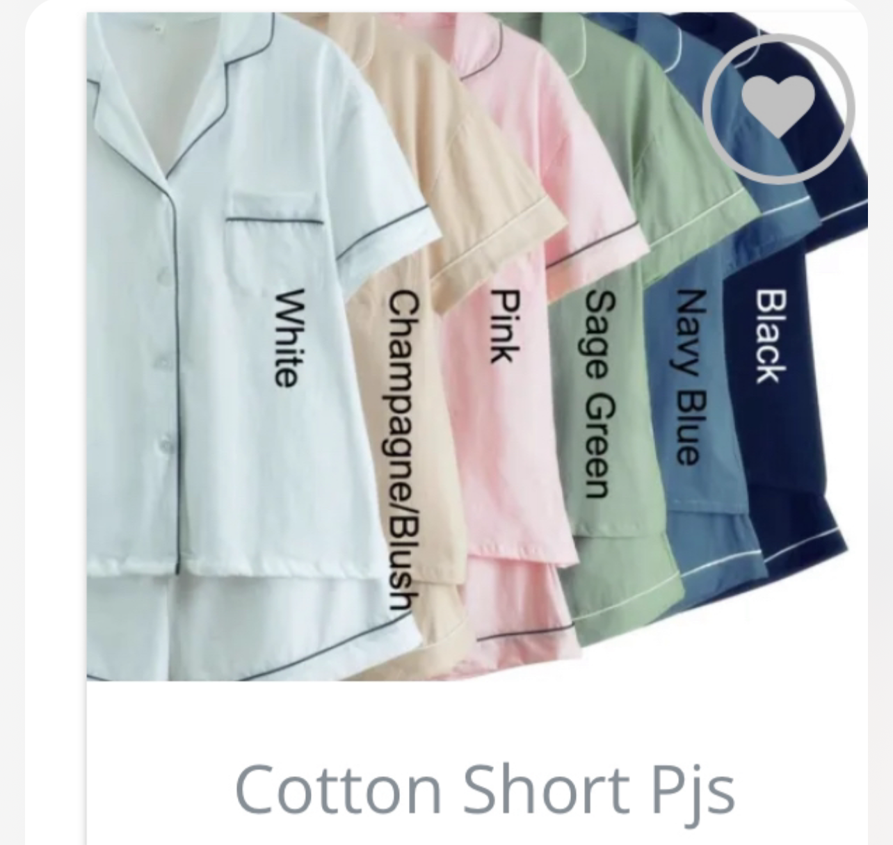 Adult Button Down Cotton Short PJ's