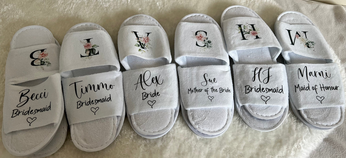 White Open Toe Spa Style Slippers