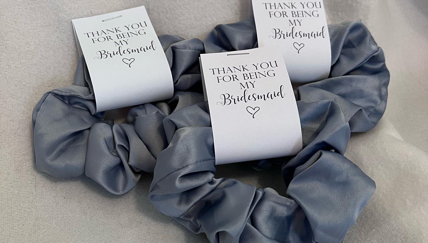 Satin Hair Scrunchies with Personalised Tag