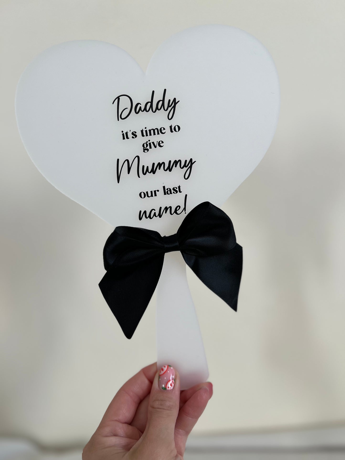 Acrylic Heart Paddle/Wand Sign with Bow